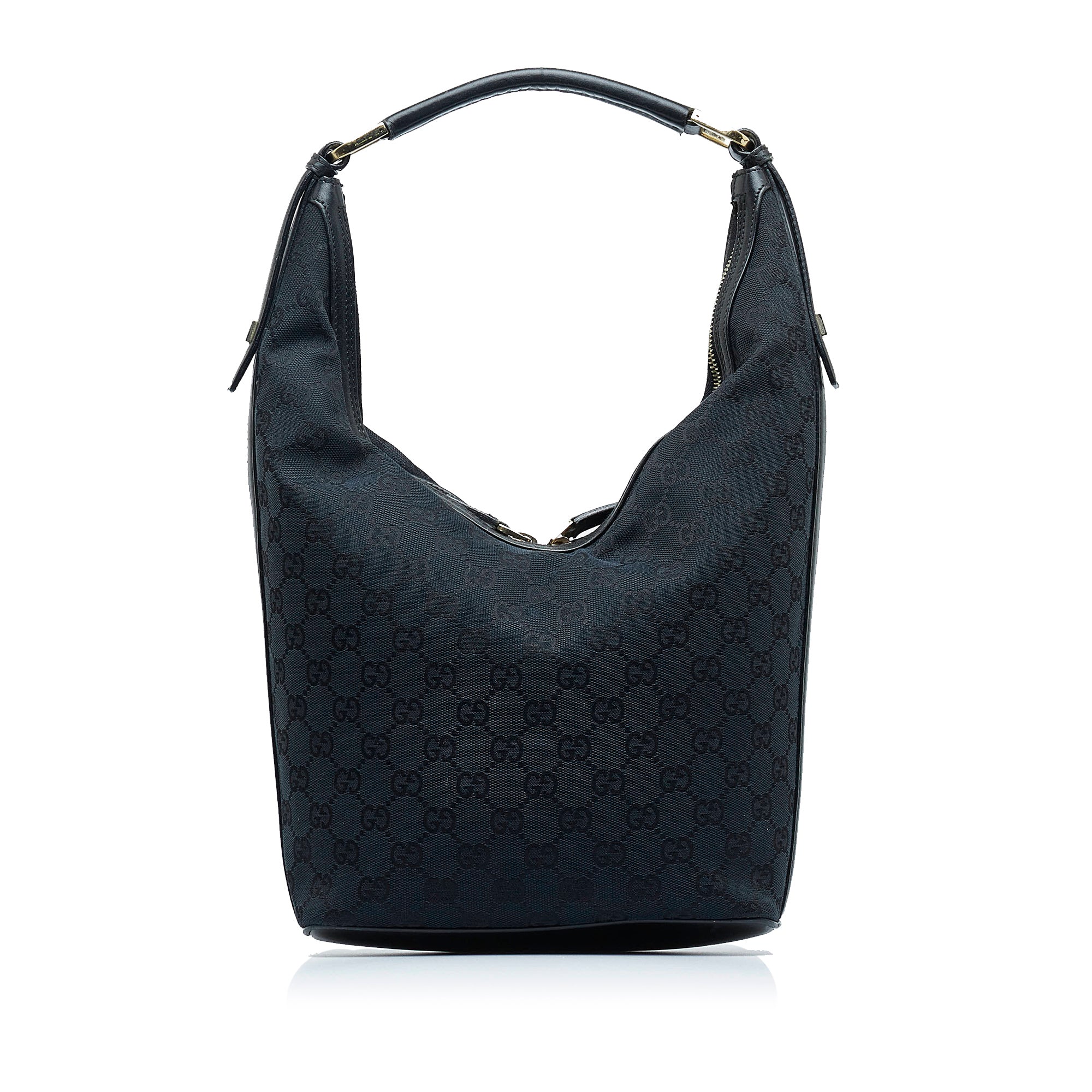 Gucci black monogram GG canvas hobo shoulder bag