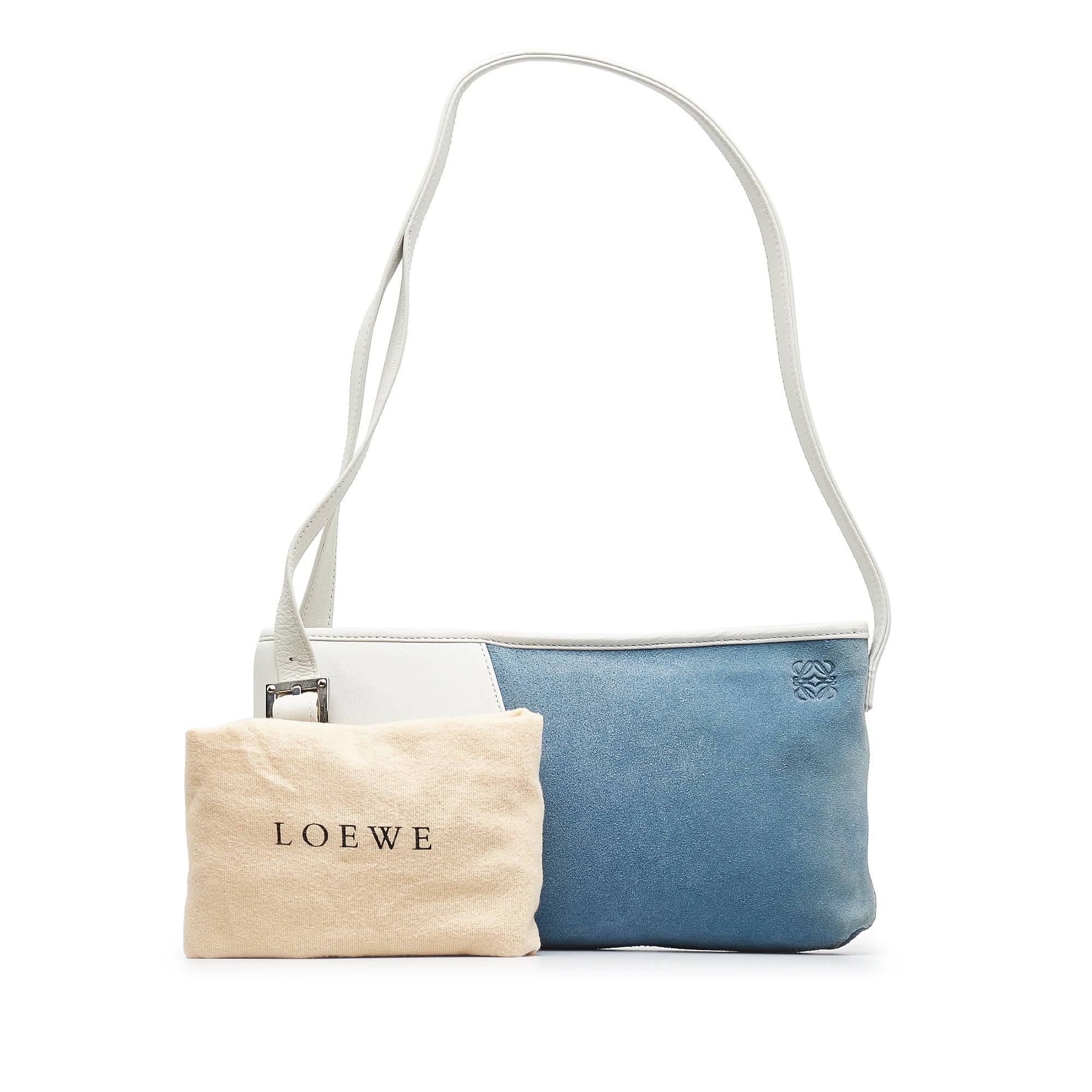 Loewe Blue Anagram Suede Shoulder Bag Brown Light brown Dark blue