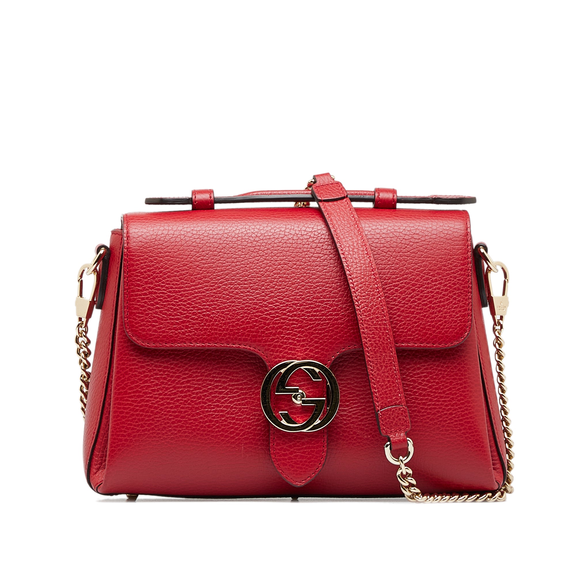 Gucci Dollar Interlocking G Top Handle Shoulder Bag Red 
