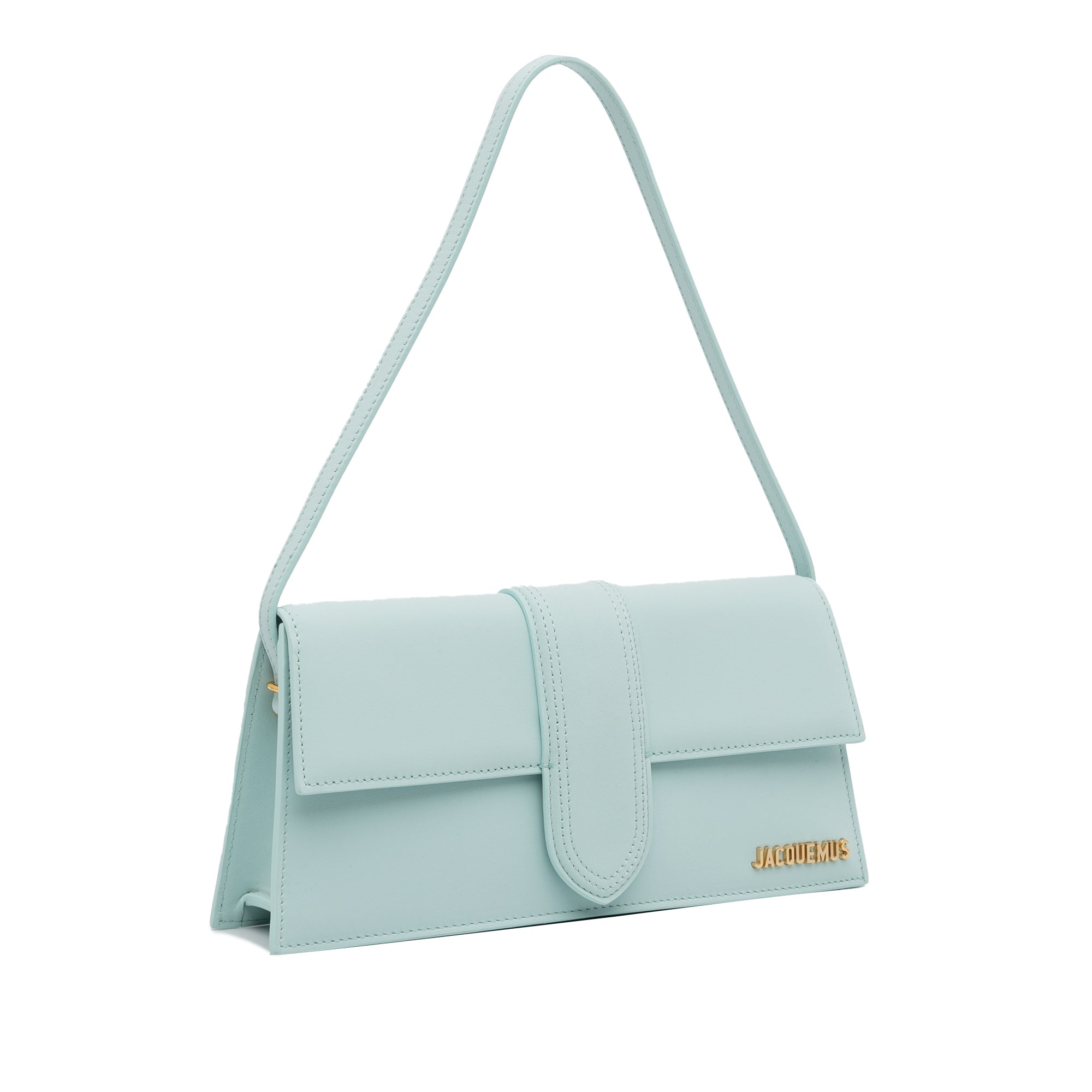 Jacquemus Le Bambino Long Shoulder Bag White in Leather with Gold
