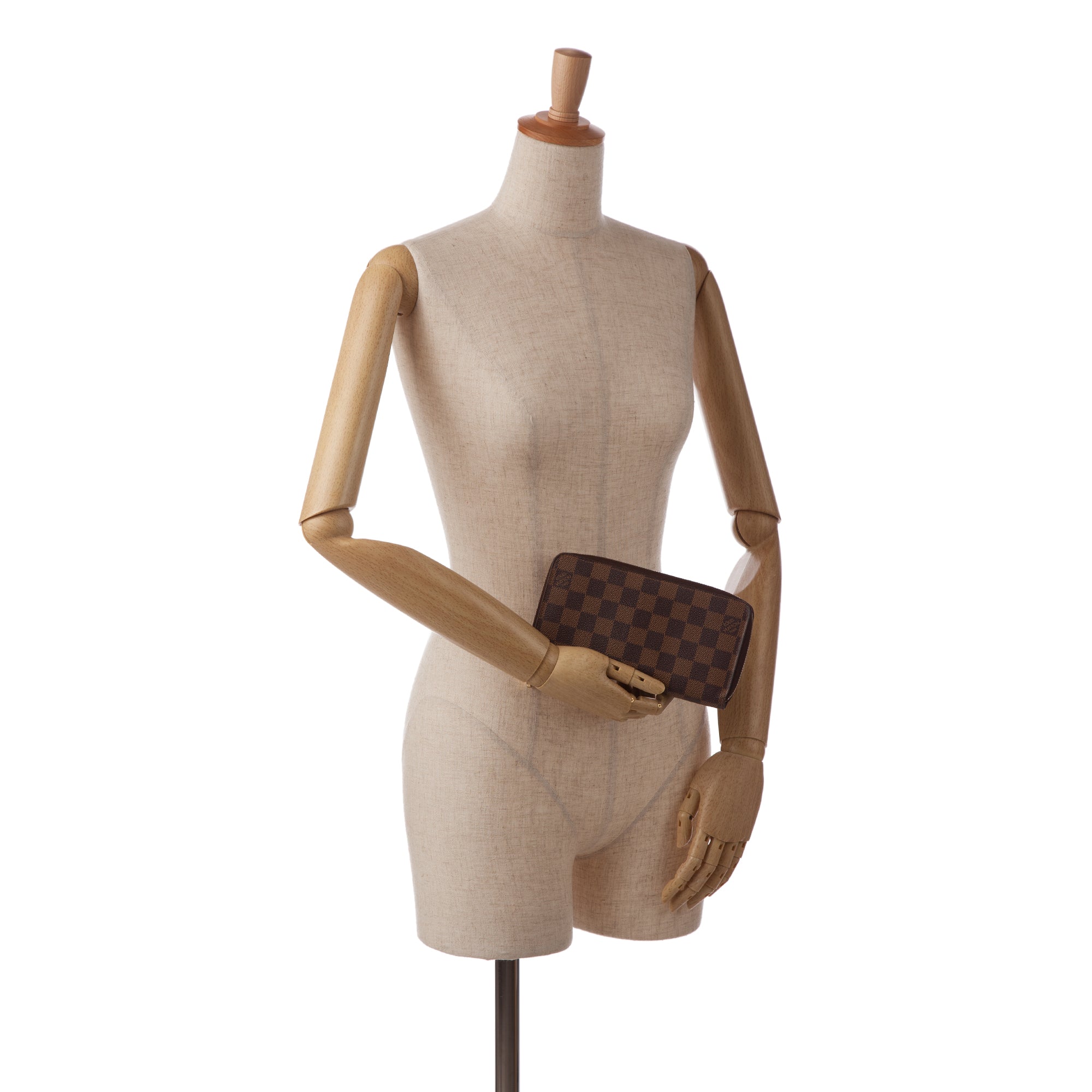 Louis Vuitton Damier Ebene Compact Zip Wallet Brown Leather Cloth  ref.107565 - Joli Closet
