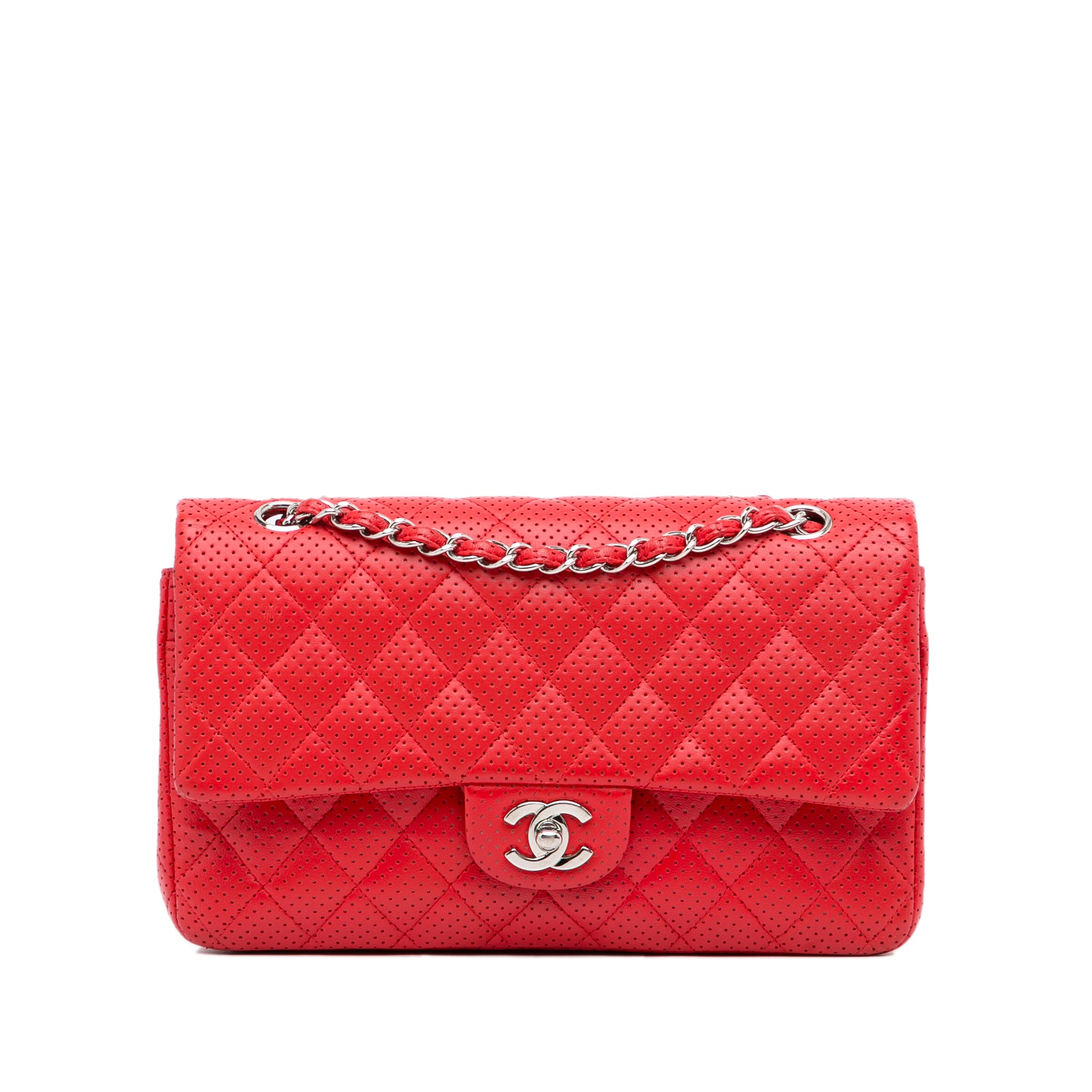 Chanel Classic Red Quilted Lambskin Leather CC Rhinestones Flap Shoulder  Bag at 1stDibs  red chanel purse red quilted purse chanel purse red