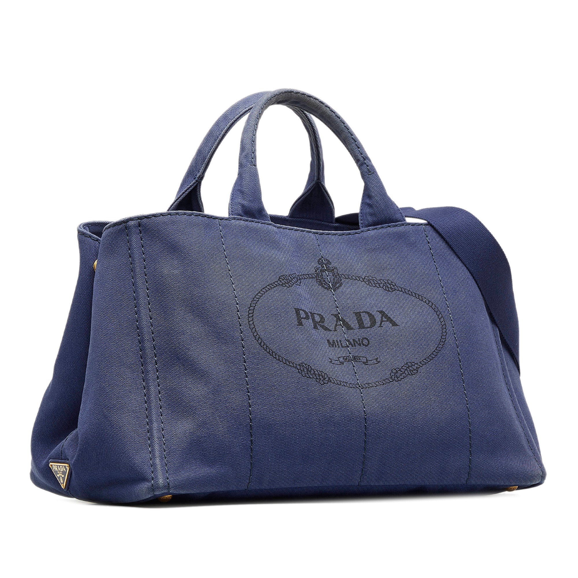 Blue Prada Canapa Logo Satchel – Designer Revival