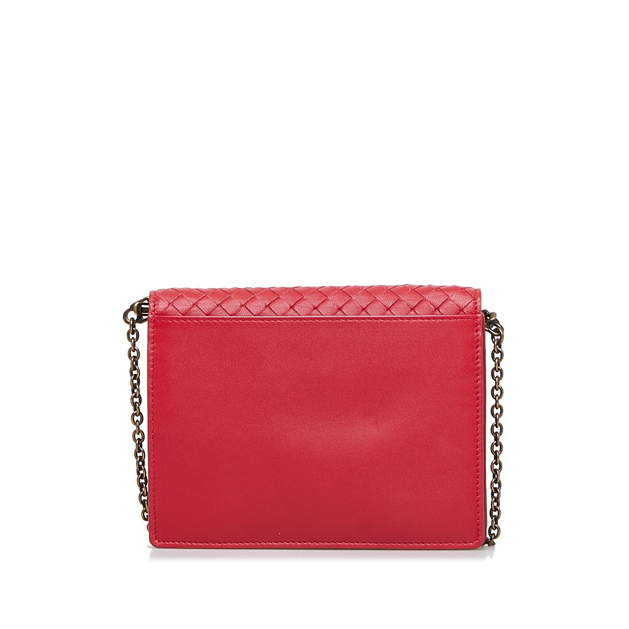 Red Bottega Veneta Intrecciato Wallet On Chain Crossbody Bag – Designer  Revival