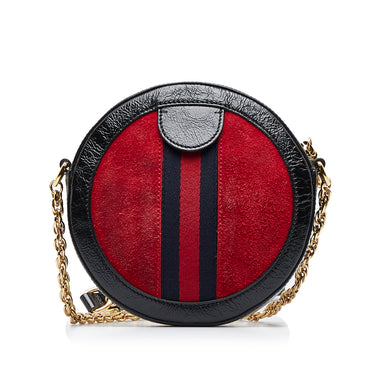 Red Gucci Mini Suede Round Ophidia Crossbody - Designer Revival