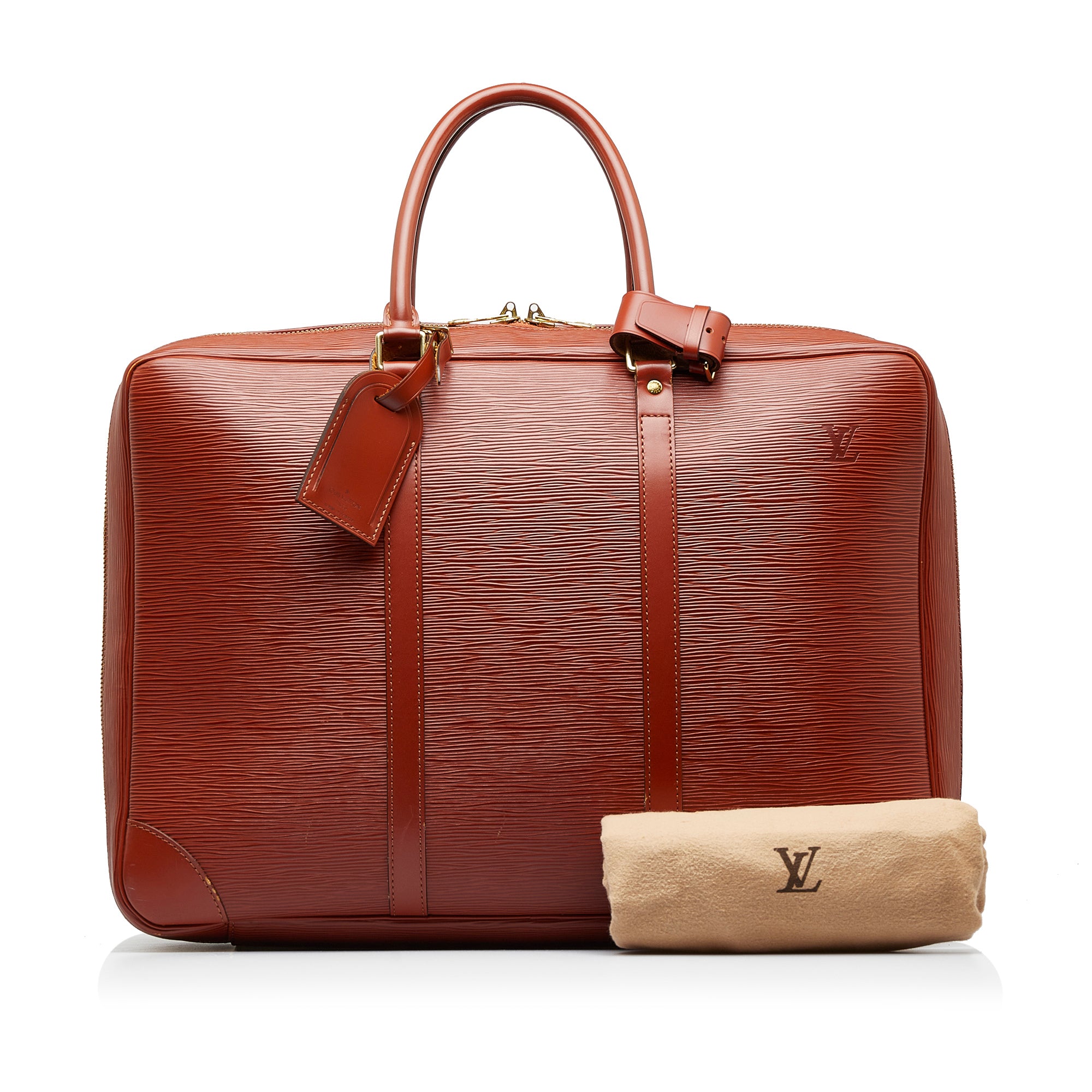 Louis+Vuitton+Porte+Documents+Voyage+Handbag+Black+Leather for sale online