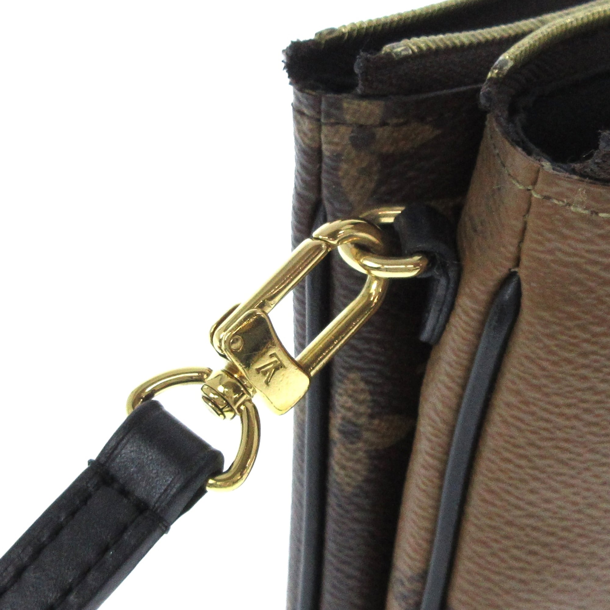 Louis Vuitton Brown Monogram Giant Reverse Double Zip Pochette Cloth  ref.964522 - Joli Closet