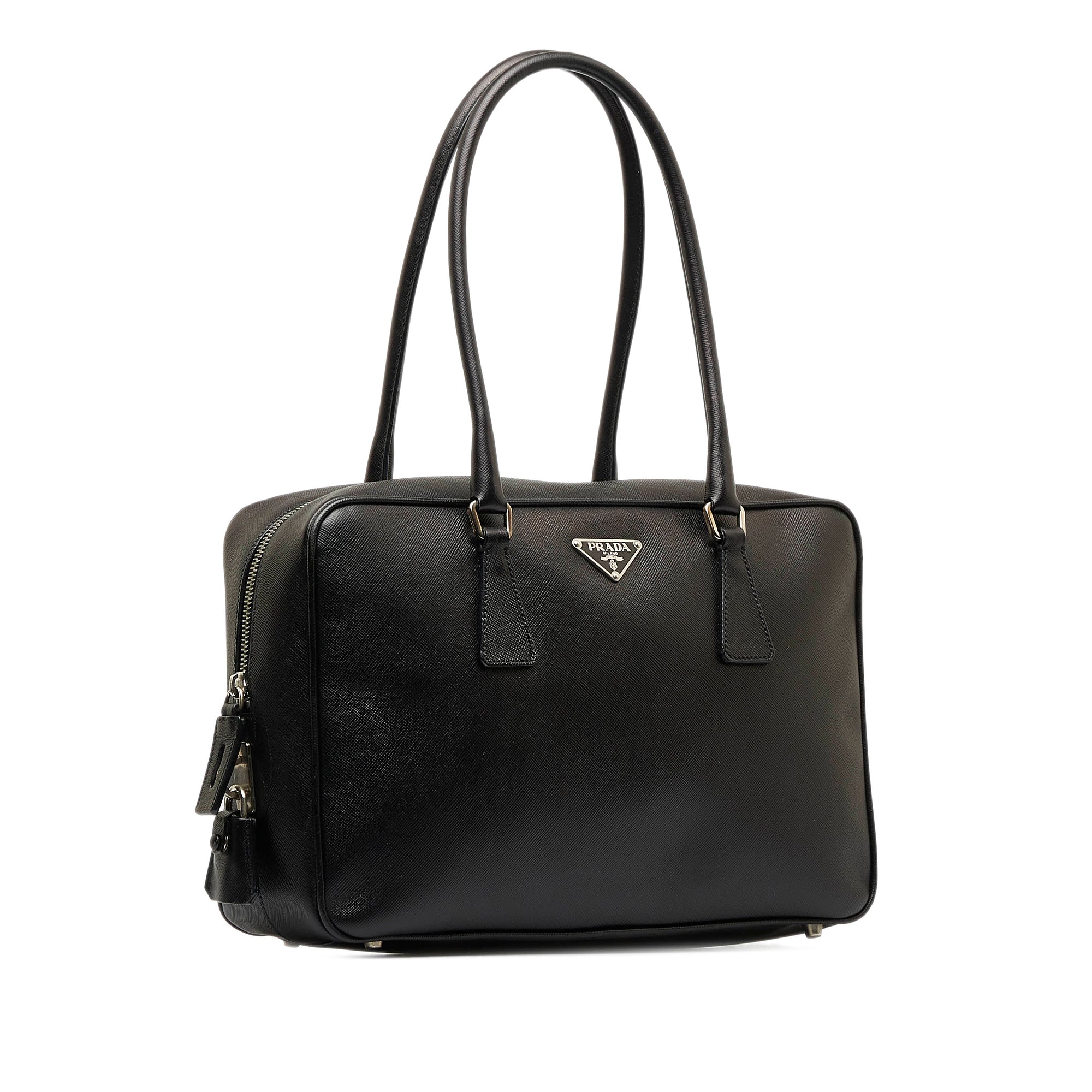 Prada Saffiano Lux Mini Bauletto Bag - Black Mini Bags, Handbags
