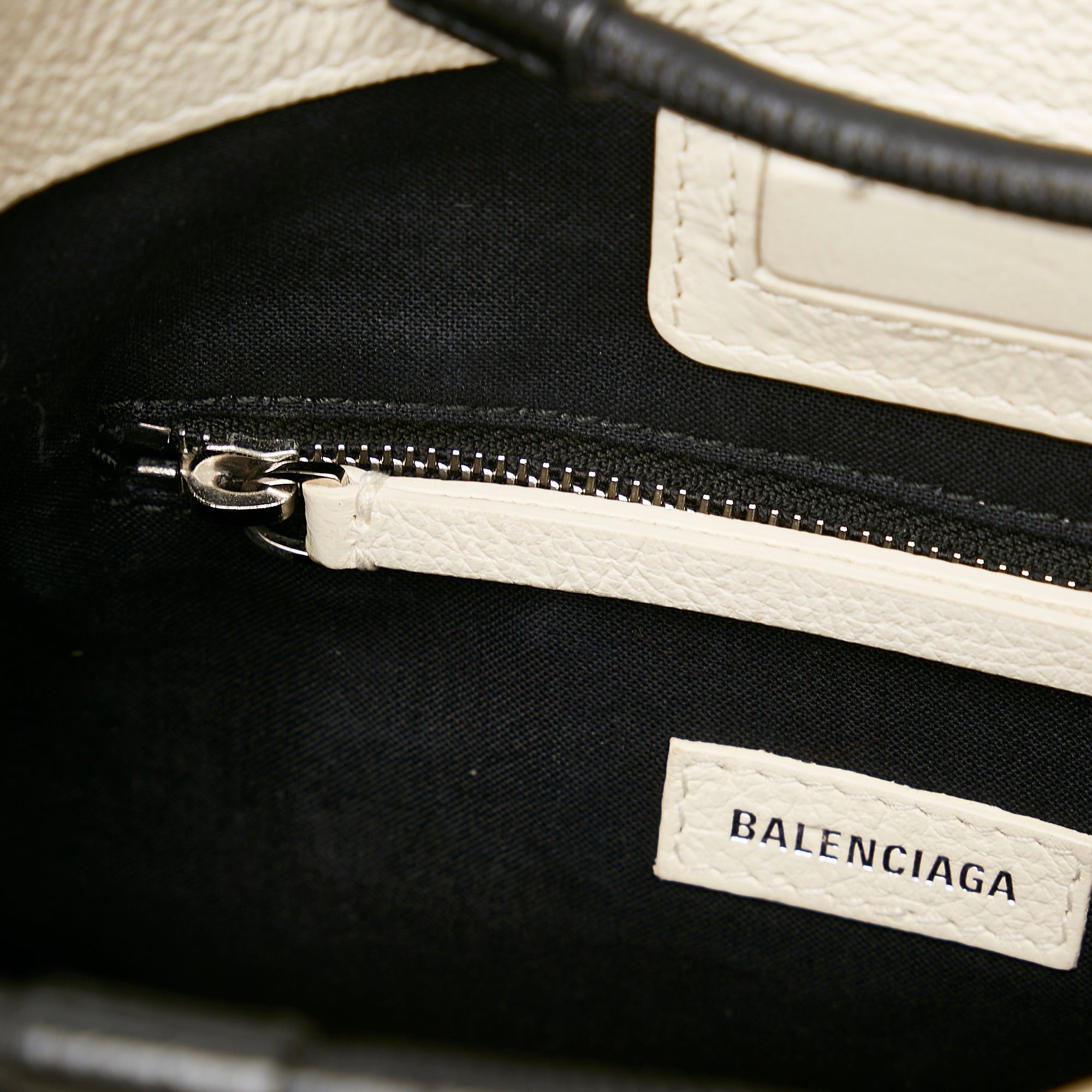 BALENCIAGA: xxs shopping tote bag in leather with logo - White