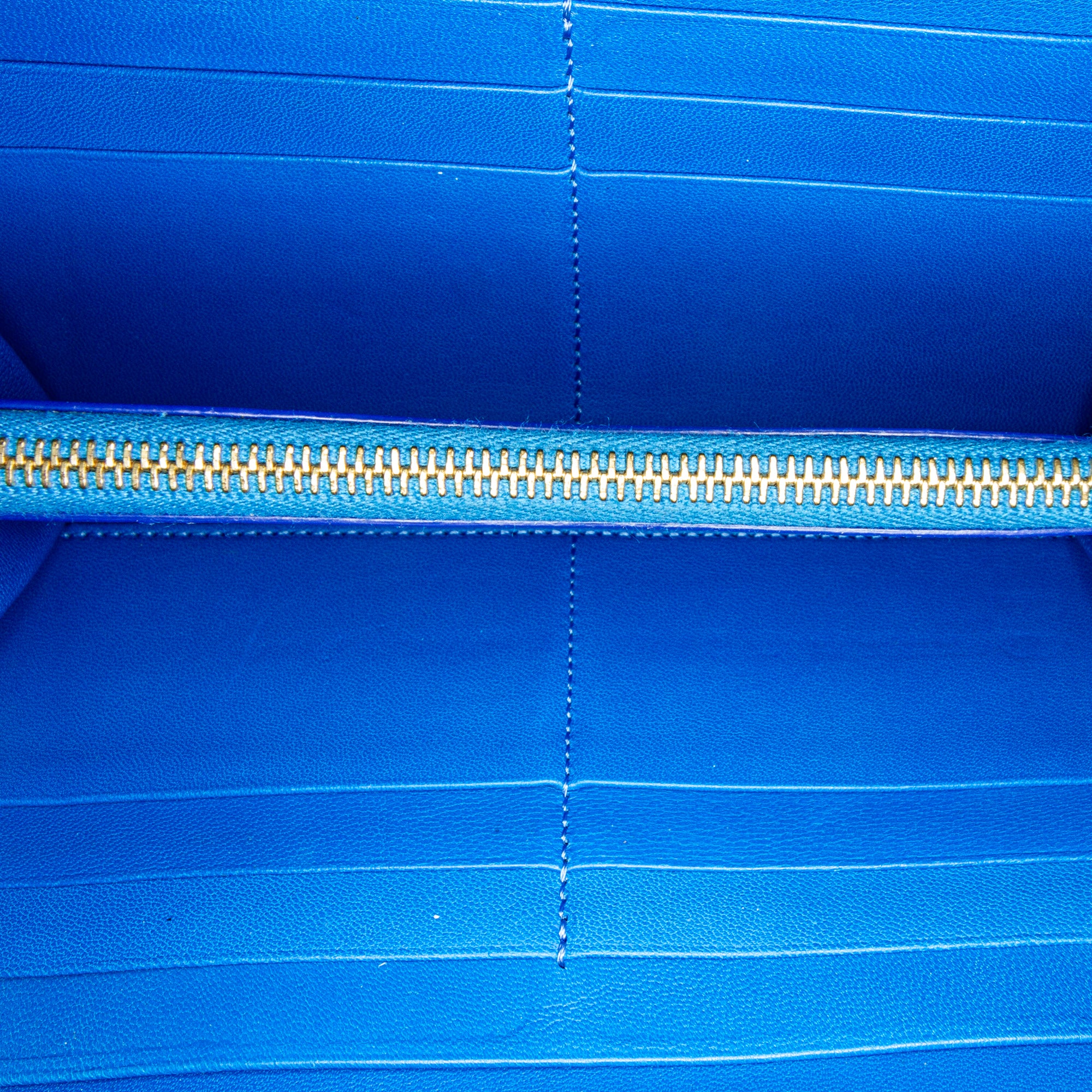 Celine Blue/Burgundy Leather Large Multifunction Strap Wallet Celine