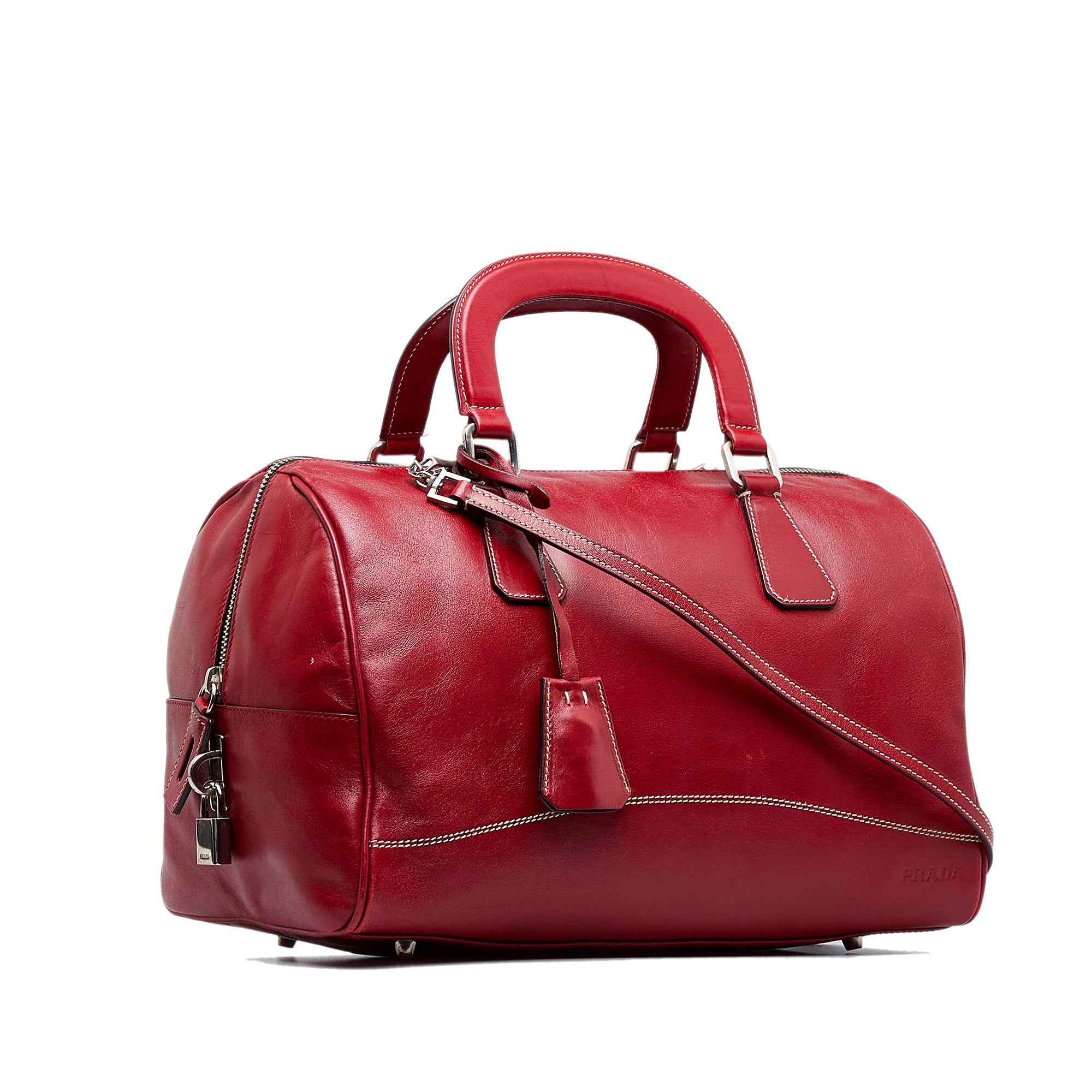 Red Prada Leather Satchel – Designer Revival