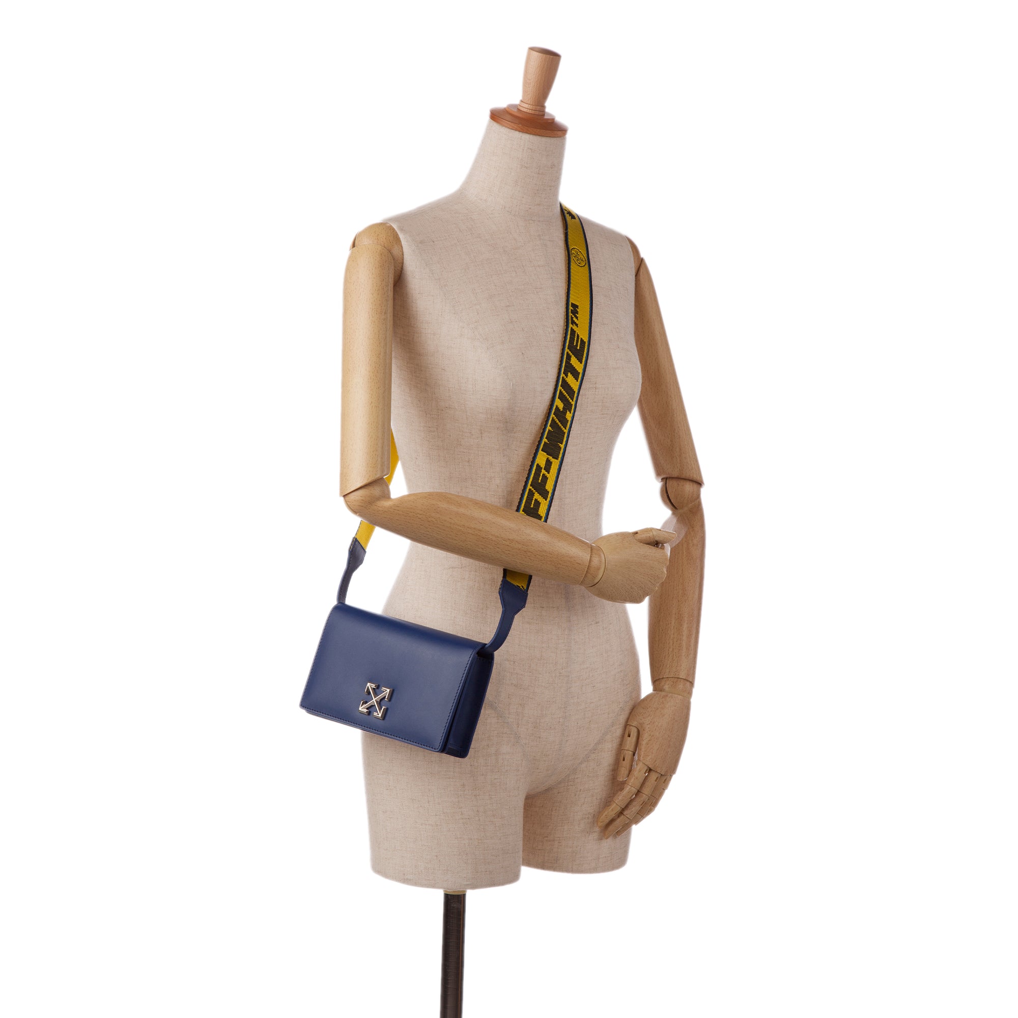 OFF-WHITE Calfskin Jitney 0.5 Crossbody Bag Blue 1259630