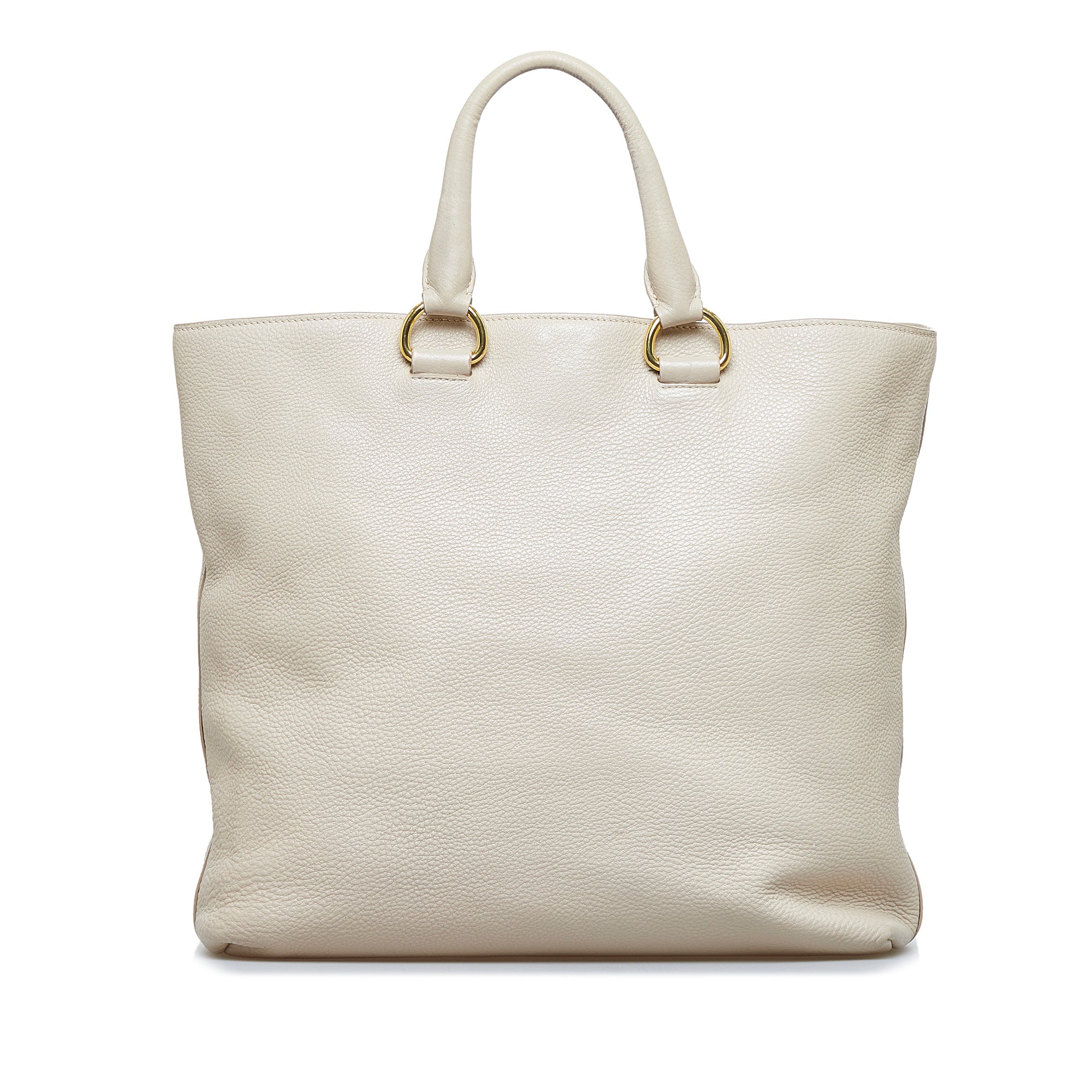 Prada Grey Vitello Daino Leather Shopping Tote Bag