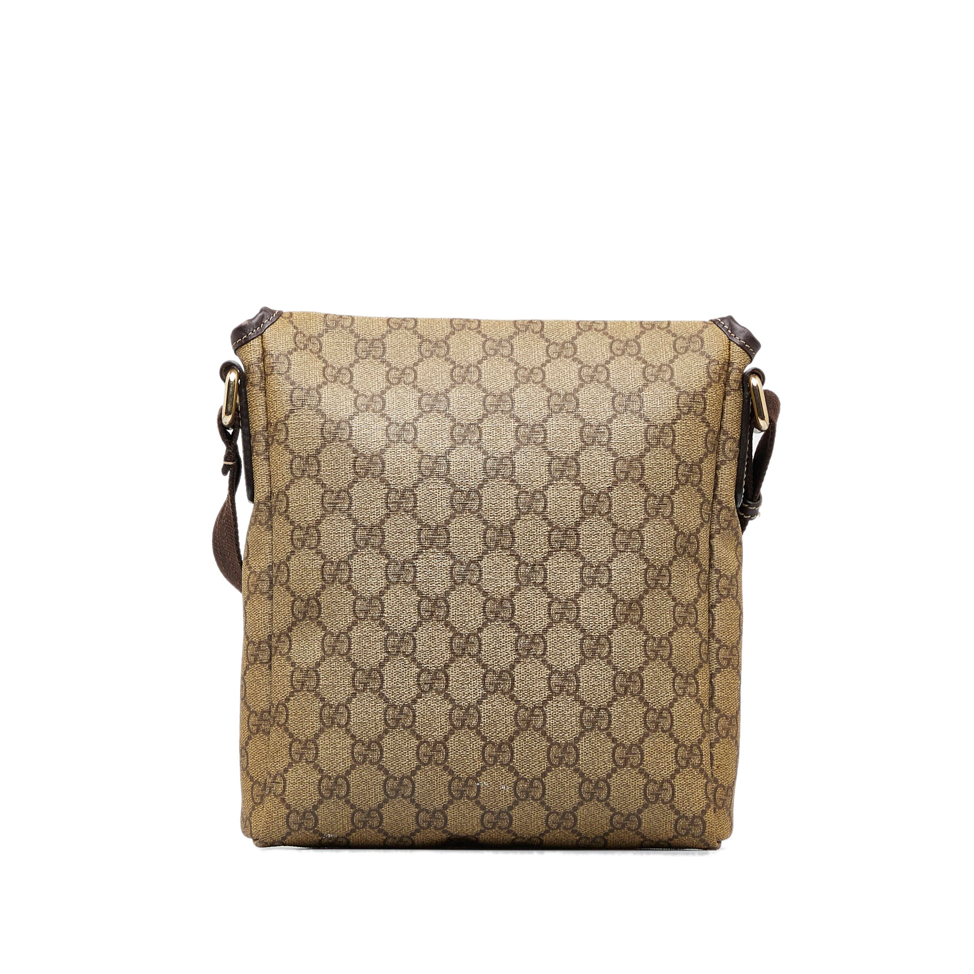 New Gucci Beige Brown Canvas Leather GG Supreme Messenger