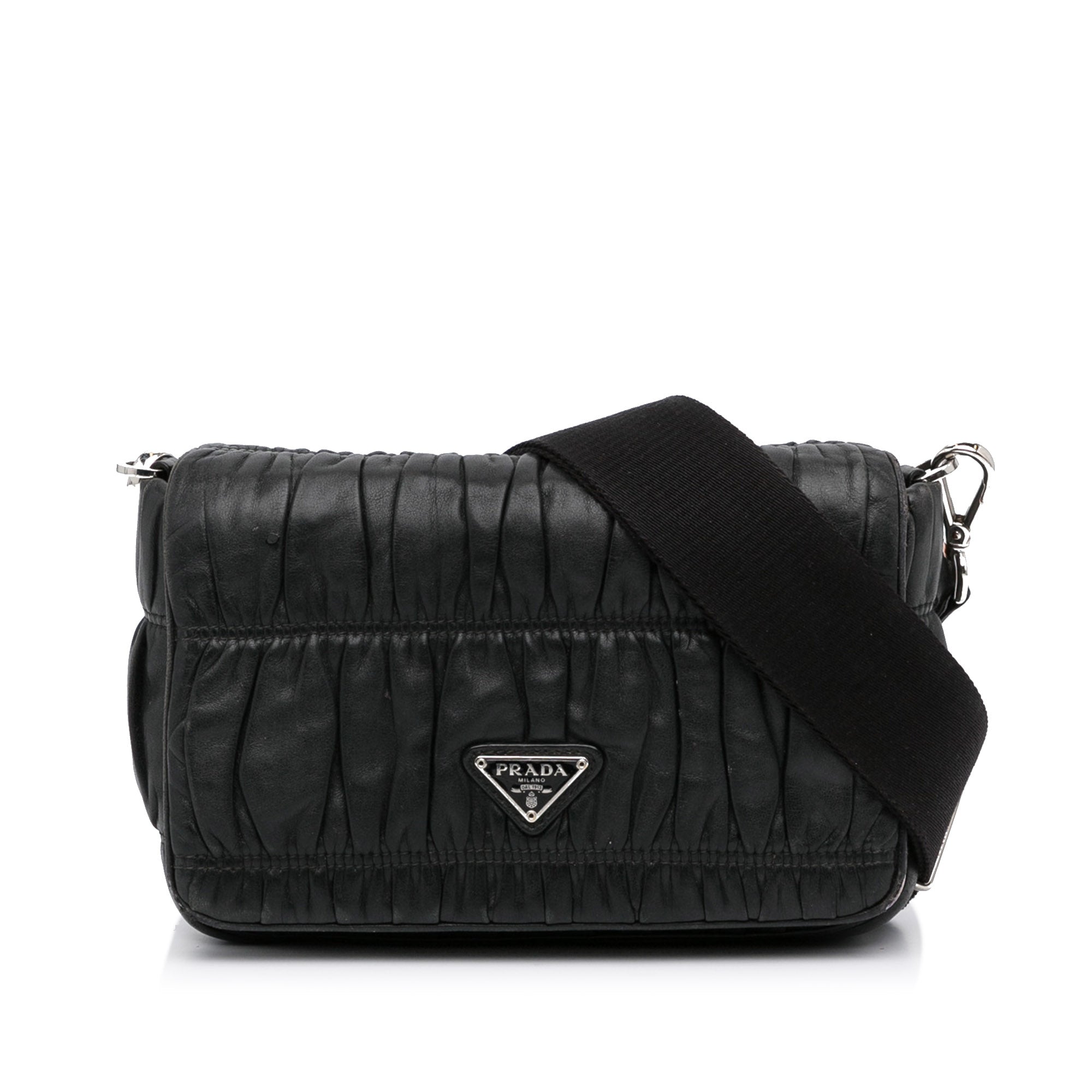 Black Prada Nappa Gaufre Crossbody Bag Prada 100