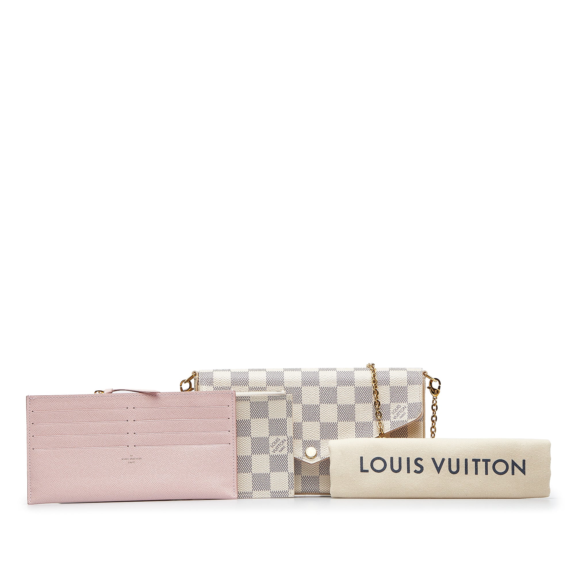 Louis Vuitton Pochette Felicie Zippered Insert Damier Azur Rose