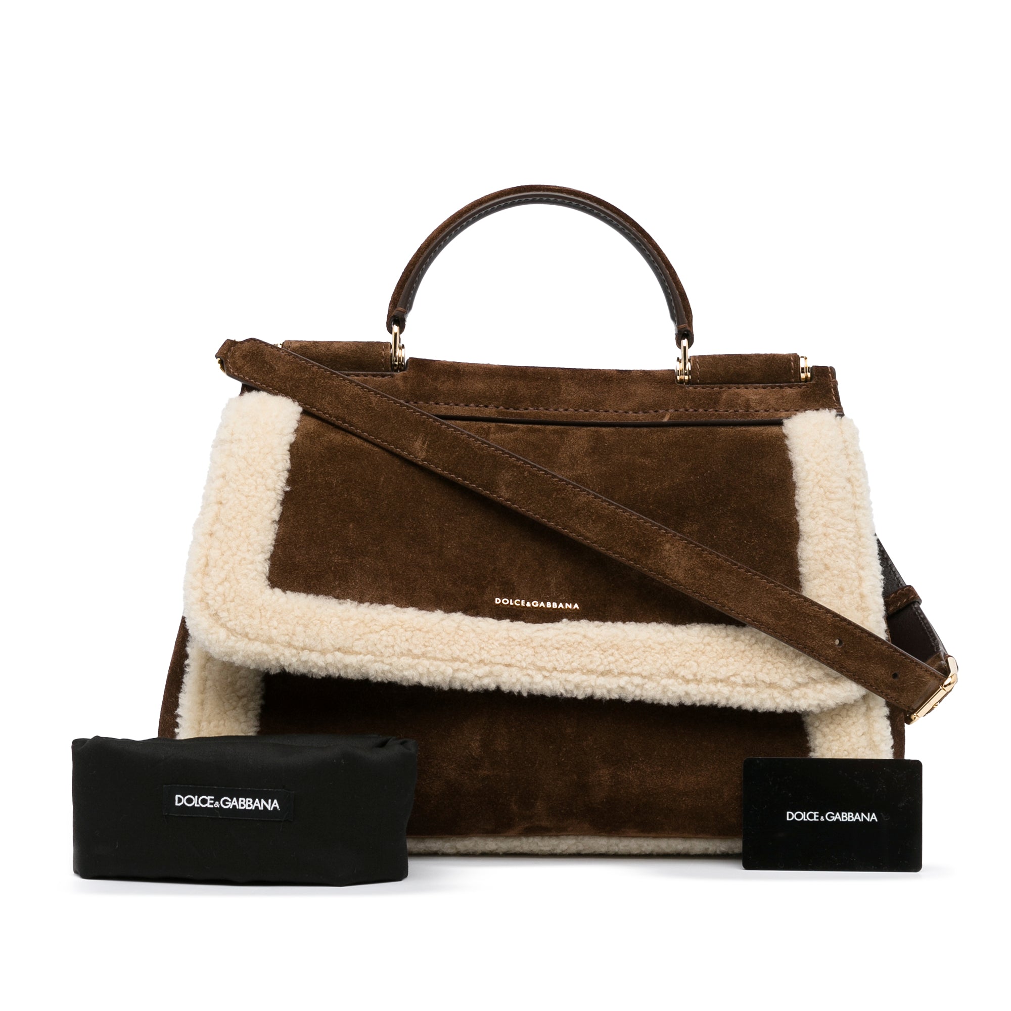 Sicily Large Suede Tote Bag in Brown - Dolce Gabbana