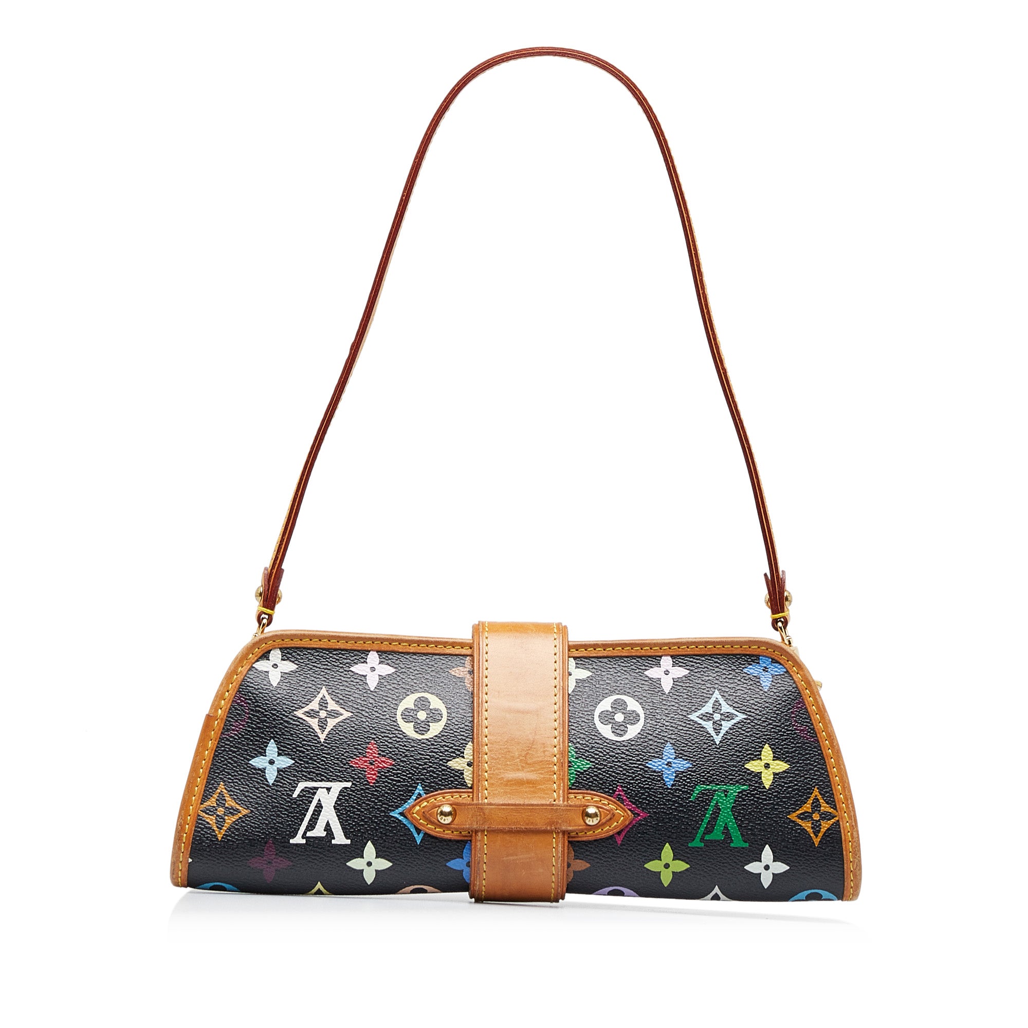 Louis Vuitton Shirley Clutch Handbag Shoulder Bag Monogram Black Multicolor