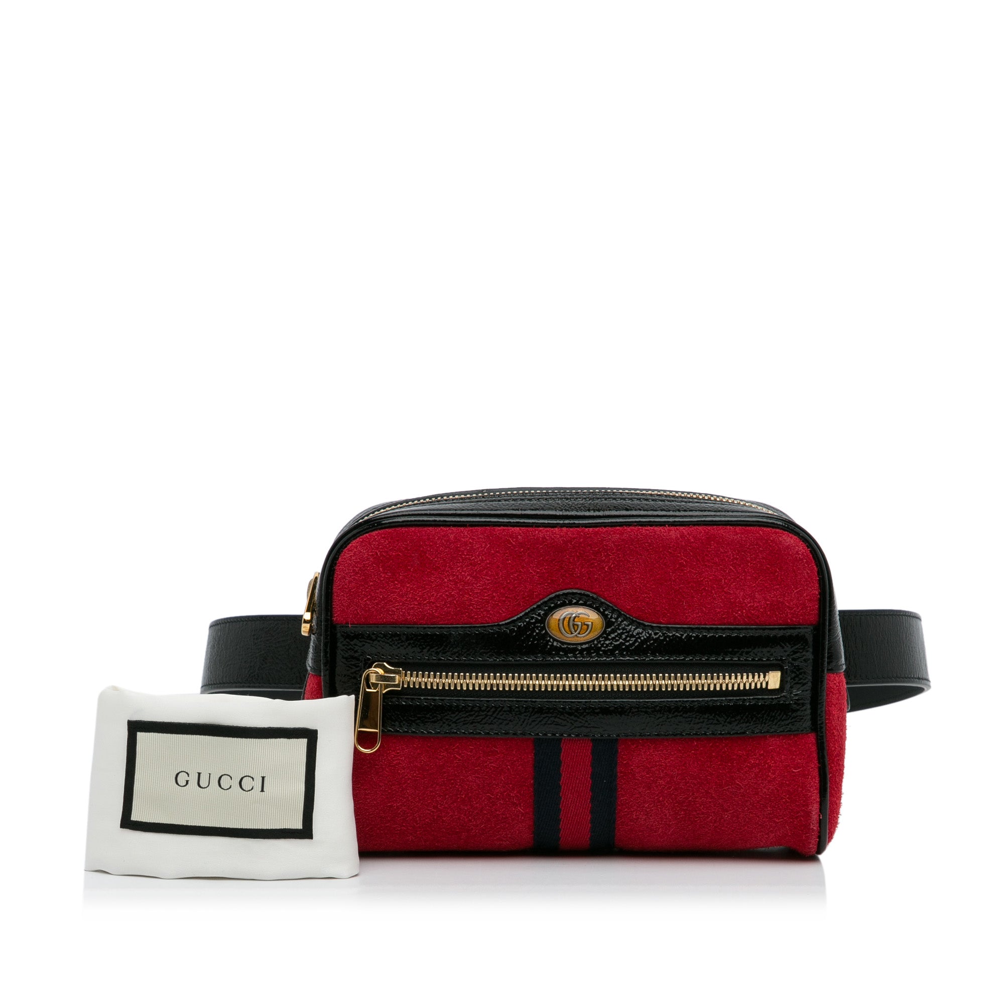 Red Leather Logo Belt Bag Small