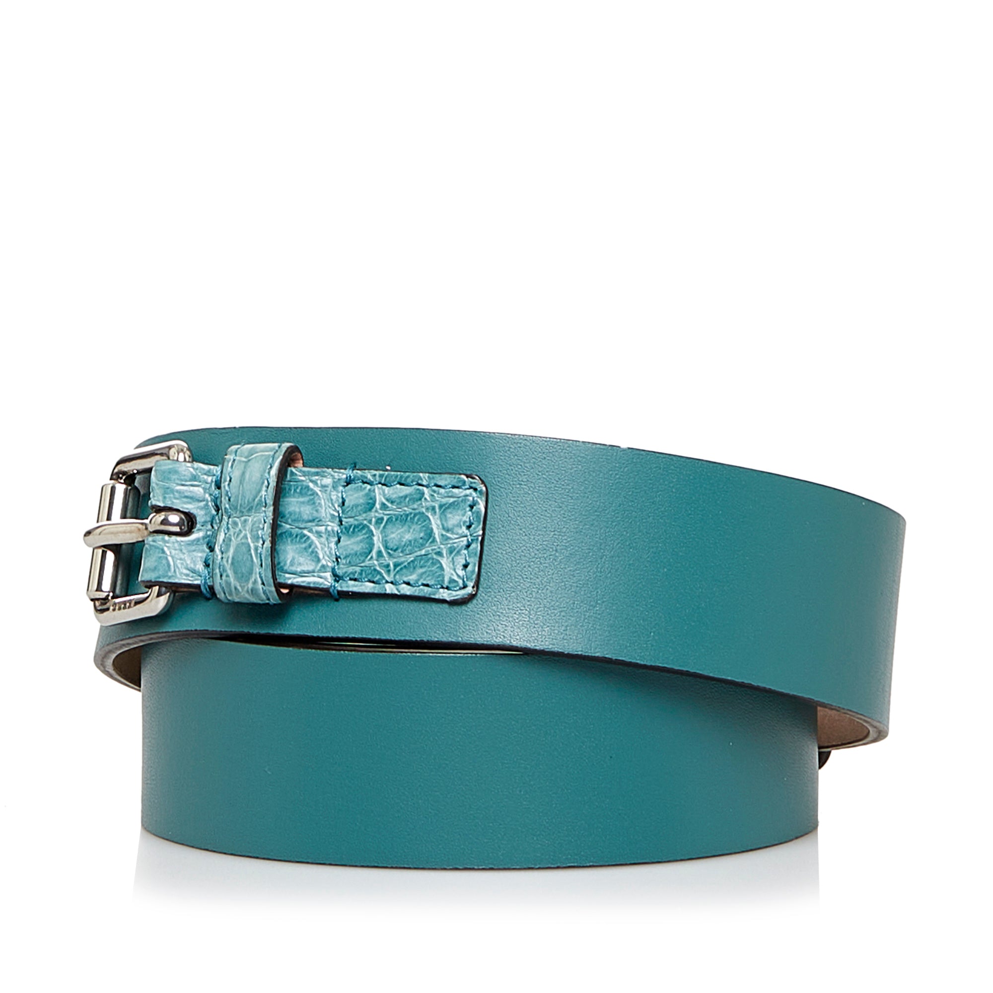 Blue Gucci Bamboo Accent Leather Belt – Designer Revival