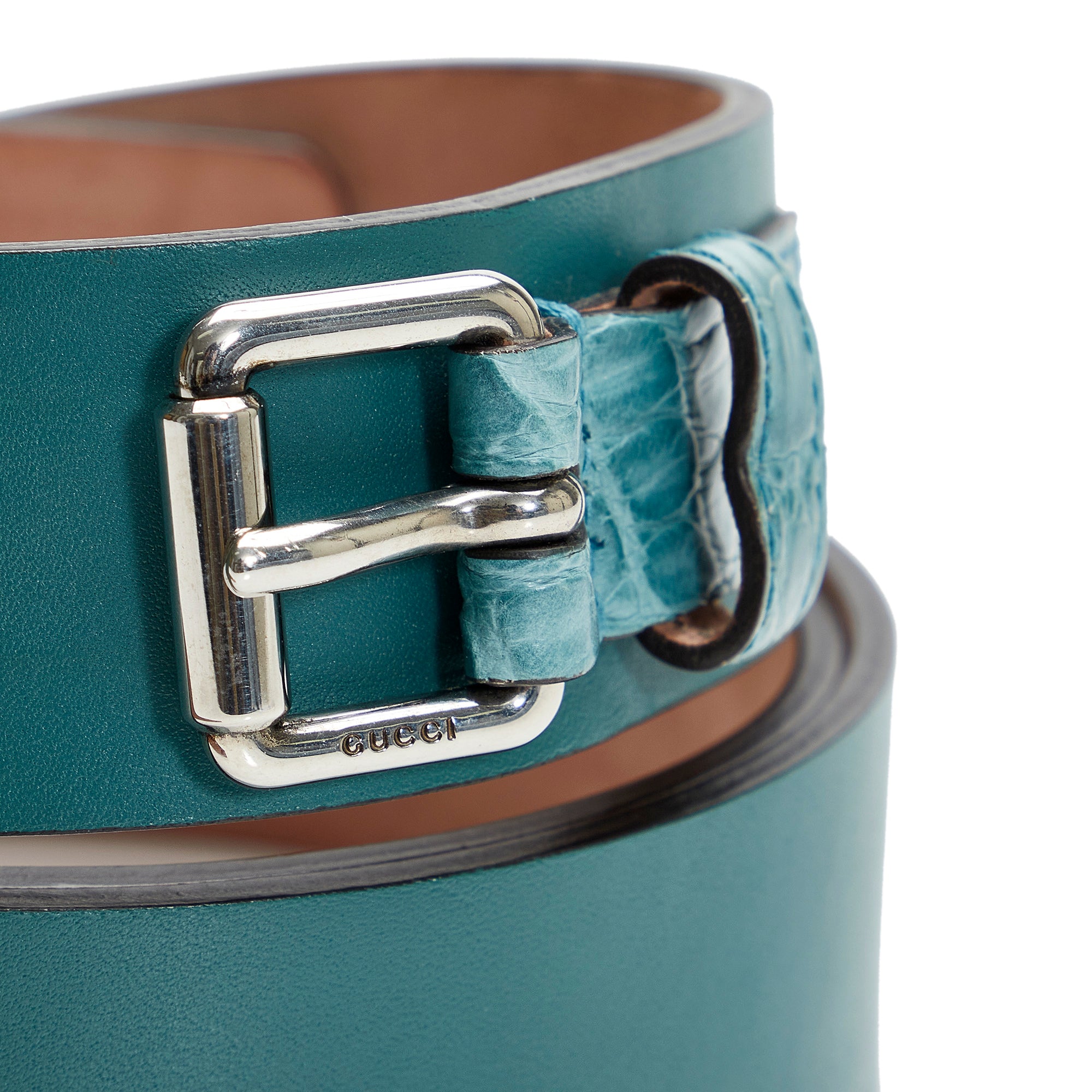 Blue Gucci Bamboo Accent Leather Belt – Designer Revival