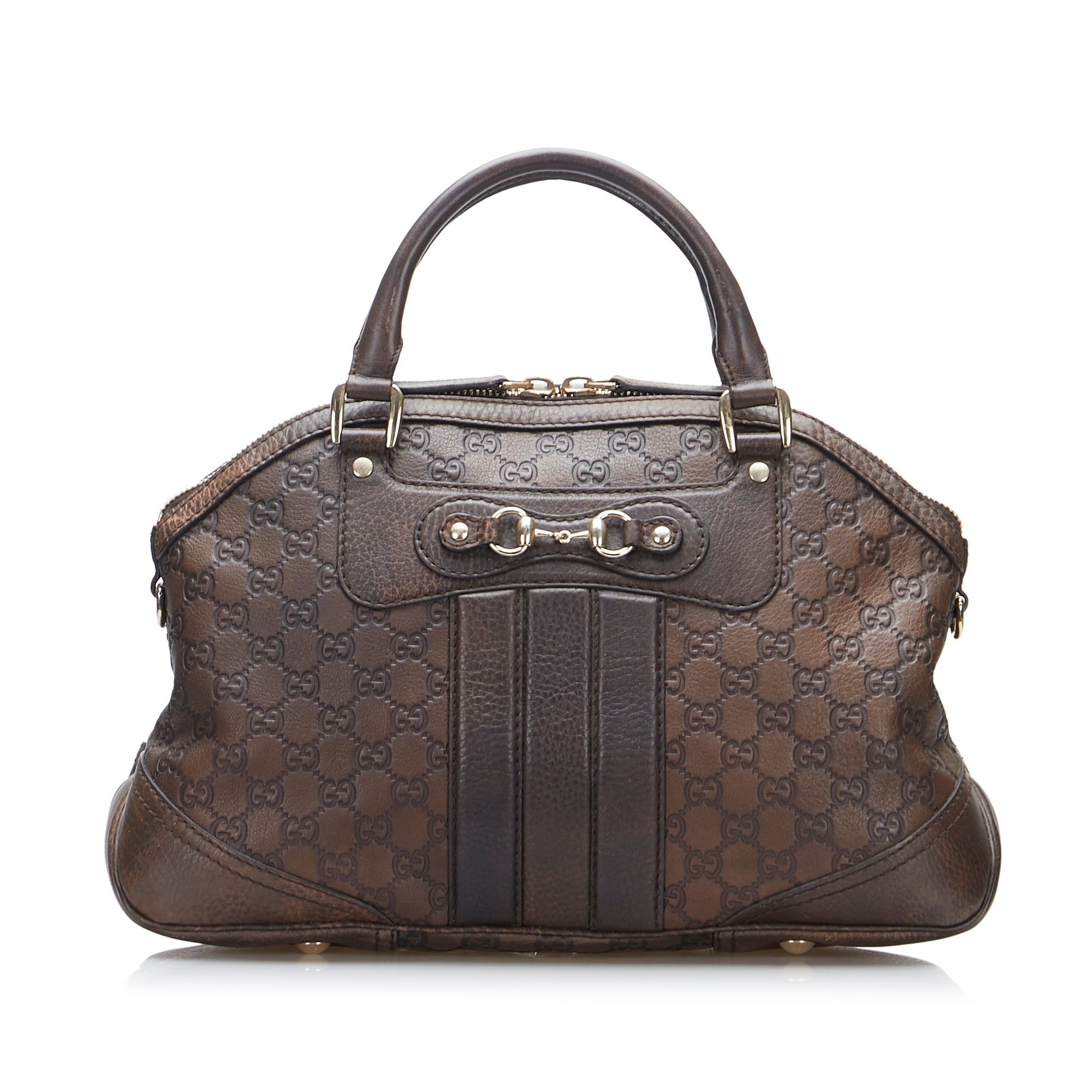 Brown Gucci Guccissima Horsebit Catherine Satchel