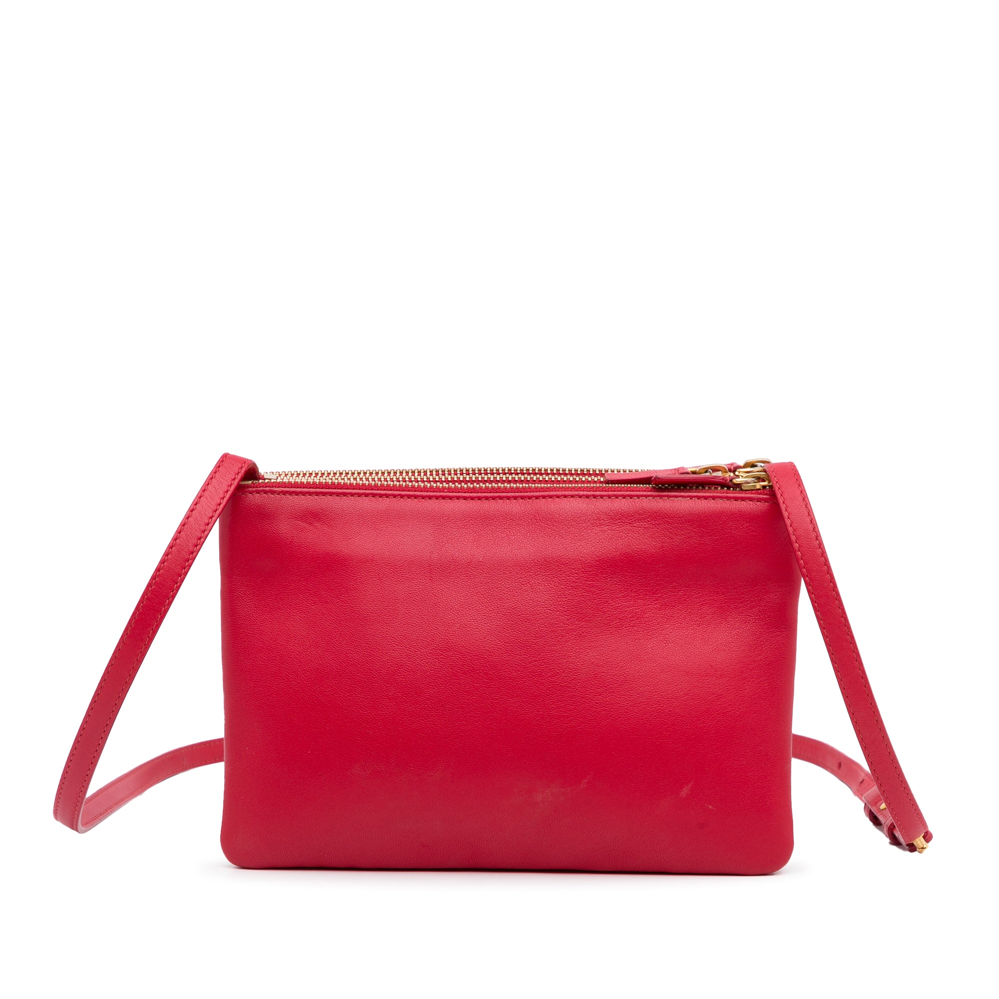 Celine Trio Crossbody Bag Leather Small Red 21809039