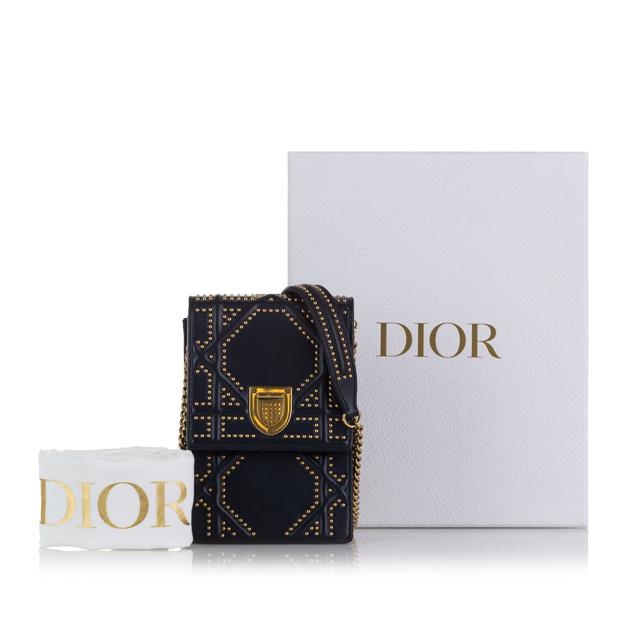 Christian Dior Diorama Vertical Leather Crossbody Clutch Bag