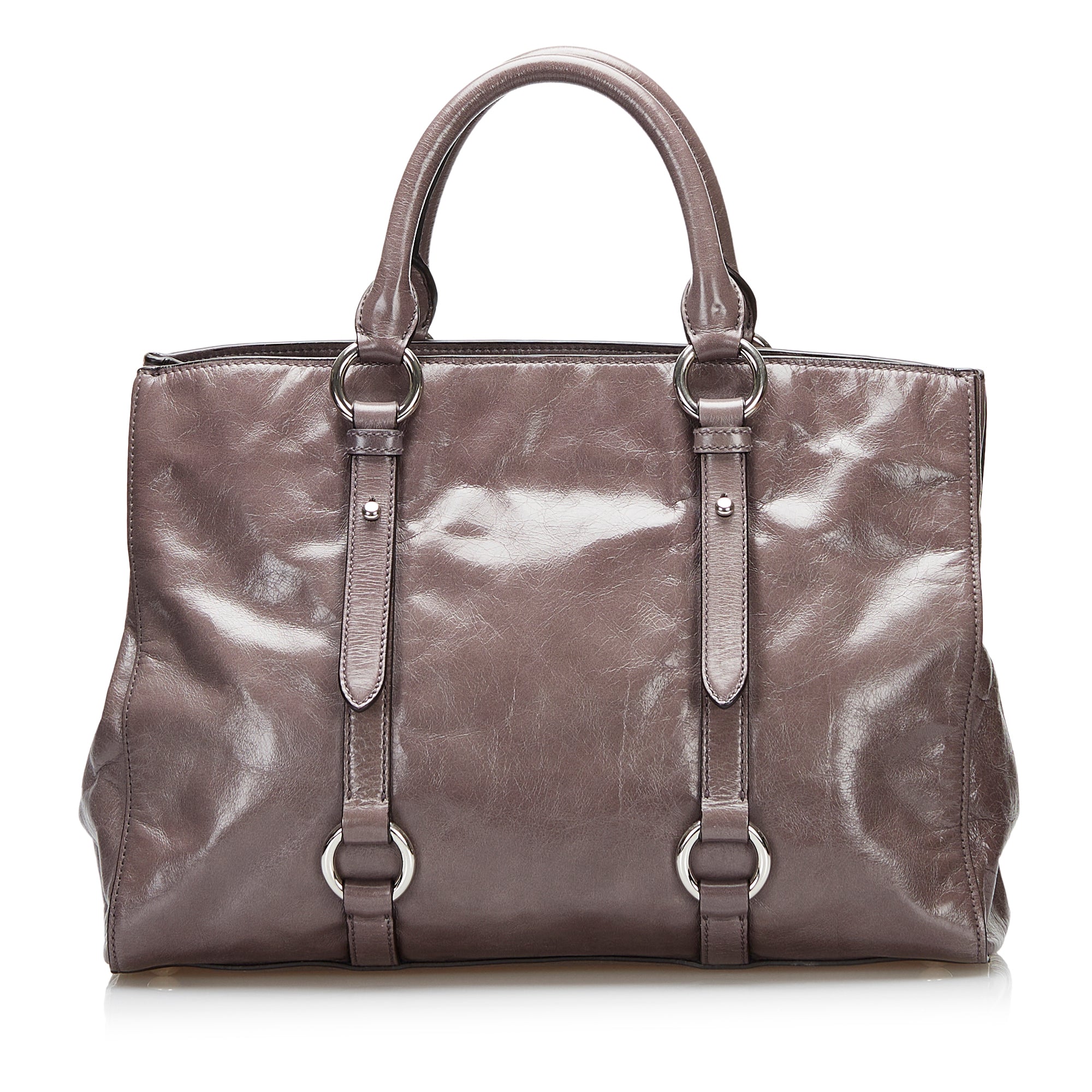 Brown Miu Miu Vitello Shine Satchel | Designer Revival