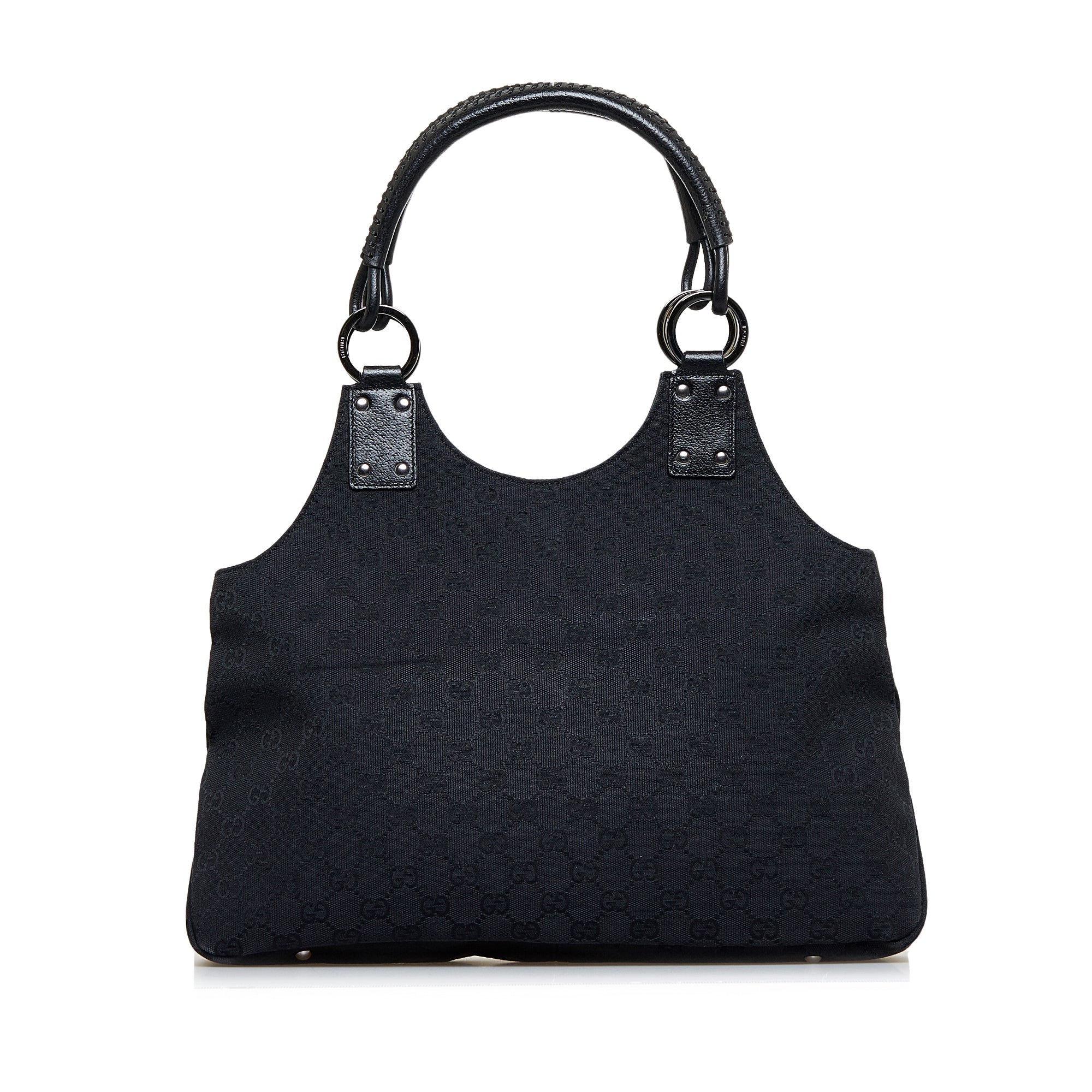 Gucci Monogram GG Black Horsebit handle Canvas Material Hobo Bag