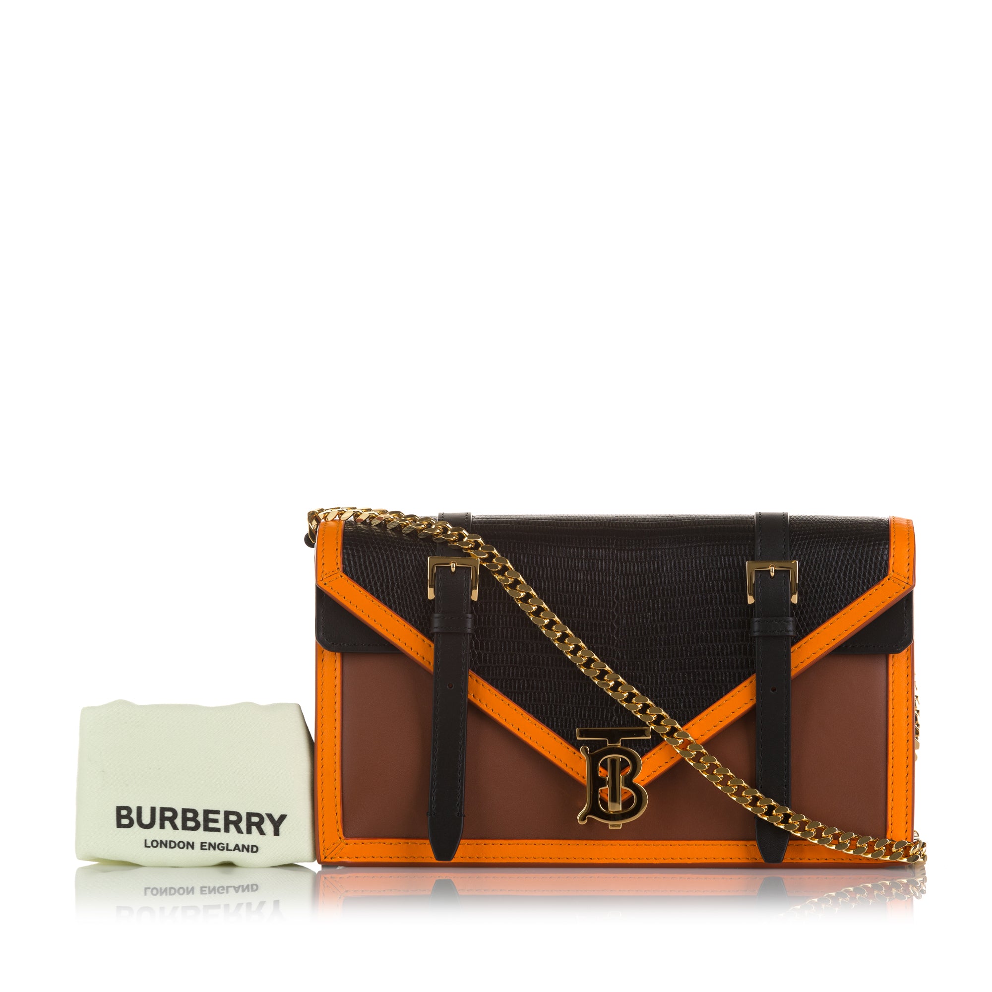 Burberry TB Monogram Bag Leather Envelope Crossbody / Clutch