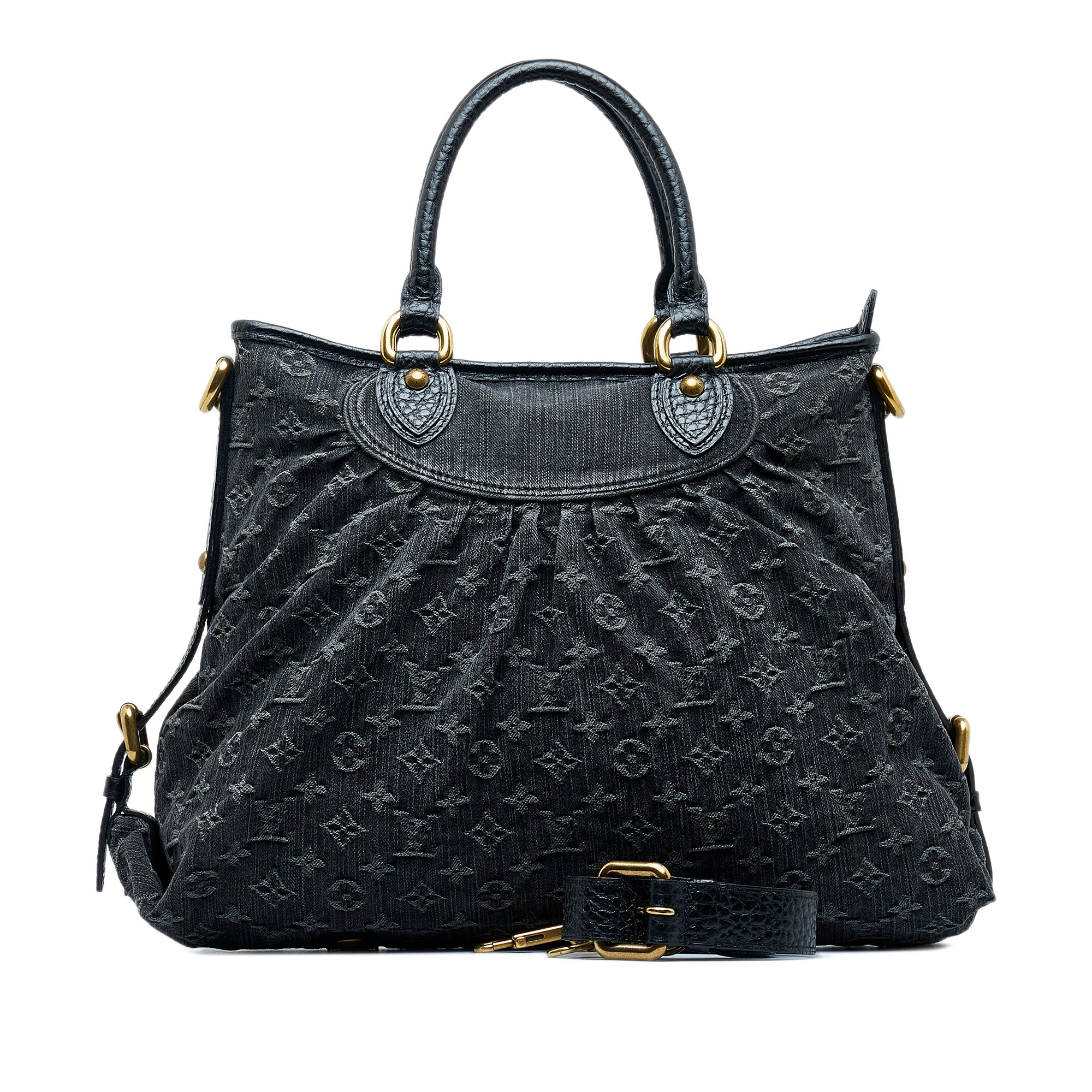 Louis Vuitton Lockme Cabas Leather Black & Blue Handbag Auction
