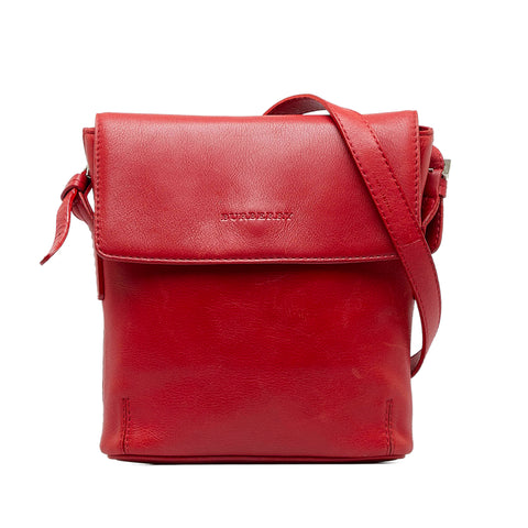 The banner leather handbag Burberry Red in Leather - 34237651