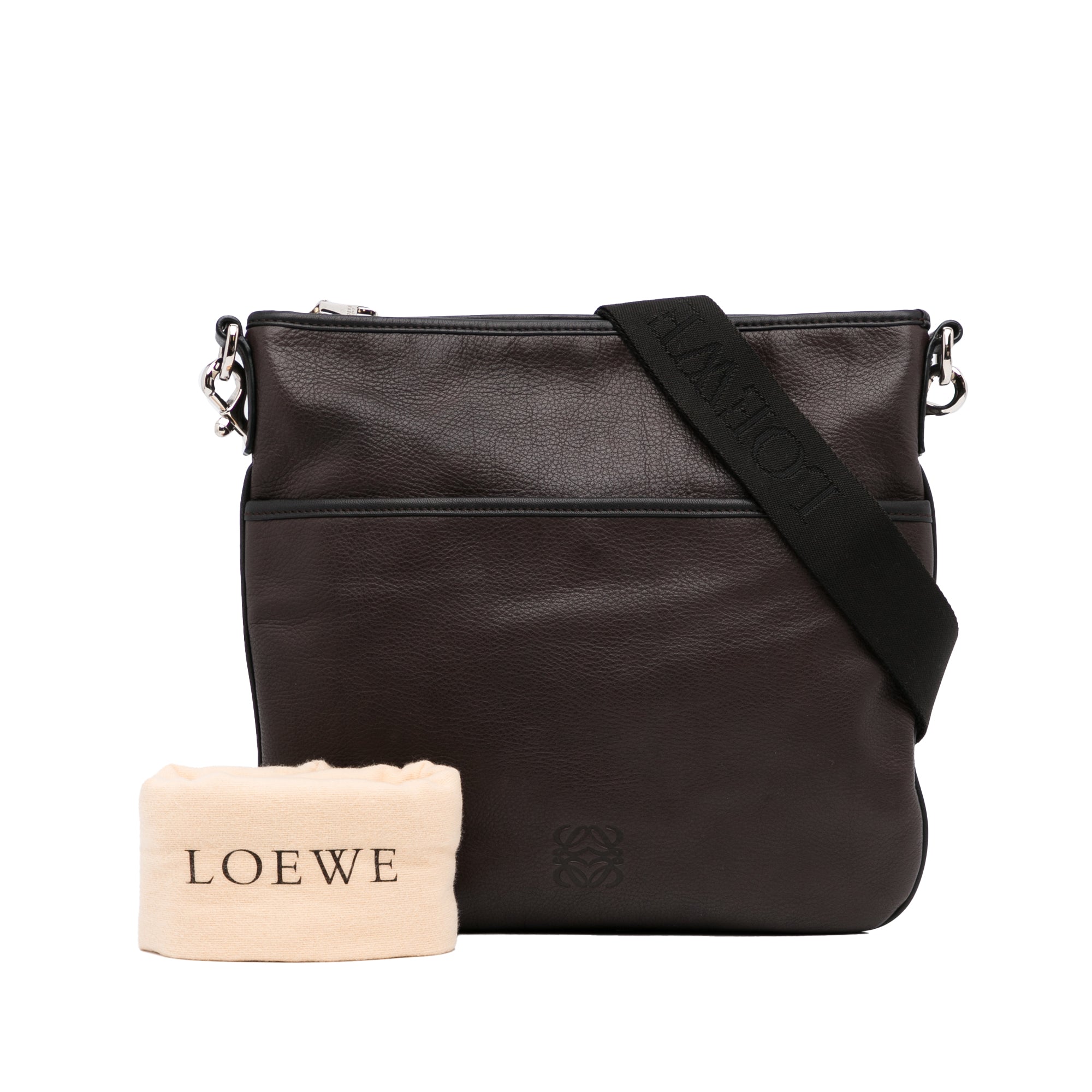 Authentic LOEWE Anagram Shoulder Cross Body Bag Suede Leather