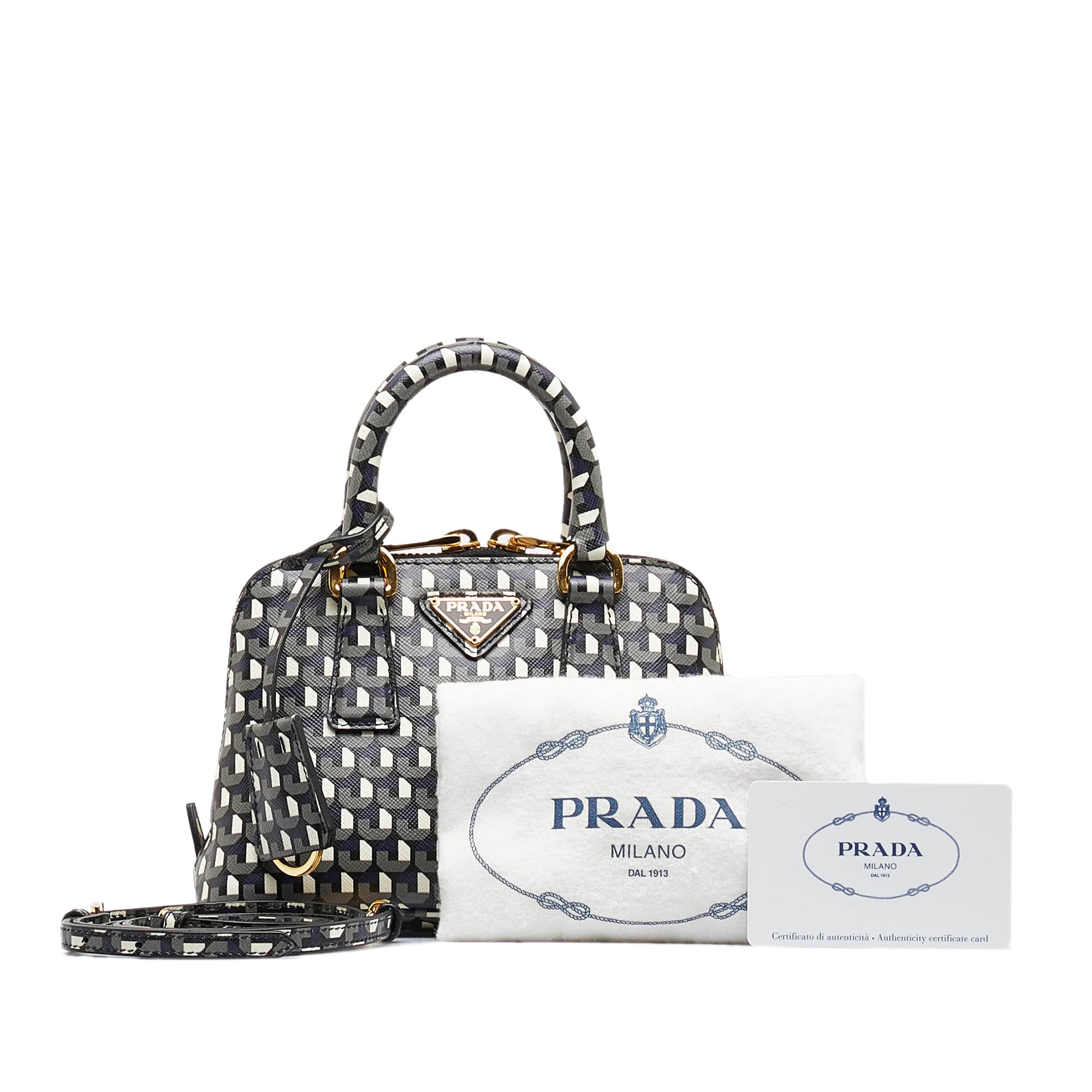 PRADA Promenade Patent Saffiano Lux Leather Dark Olive Dome Bag Satchel  Tote