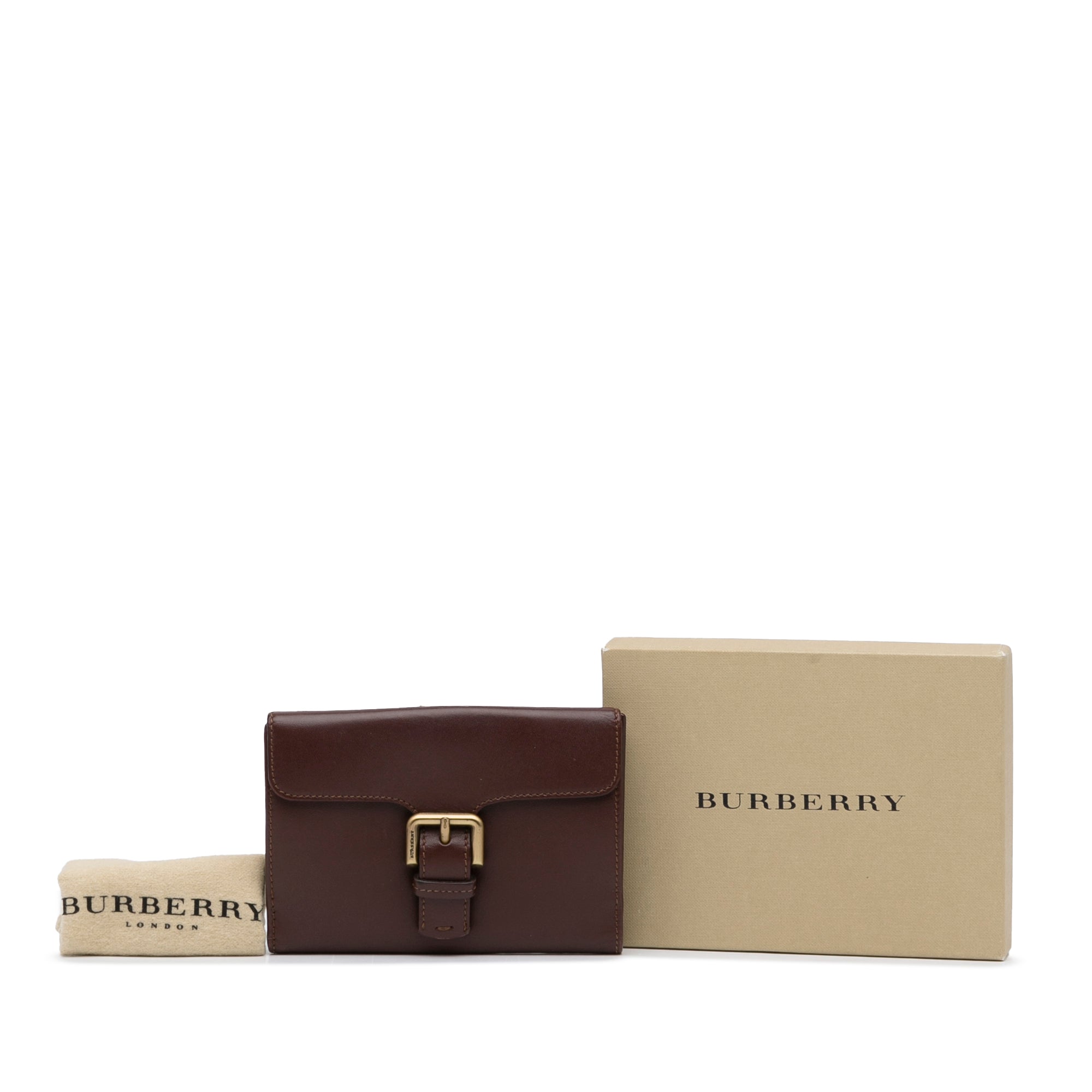 Burberry, Bags, Burberry Vintage Check Bifold Leather Wallet With Gold  Buckle