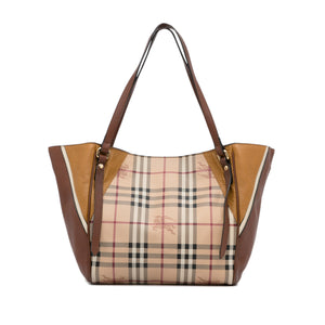 Burberry Canterbury Tote Horseferry Check Small Brown in Coated  Canvas/Leather with Gold-tone - US
