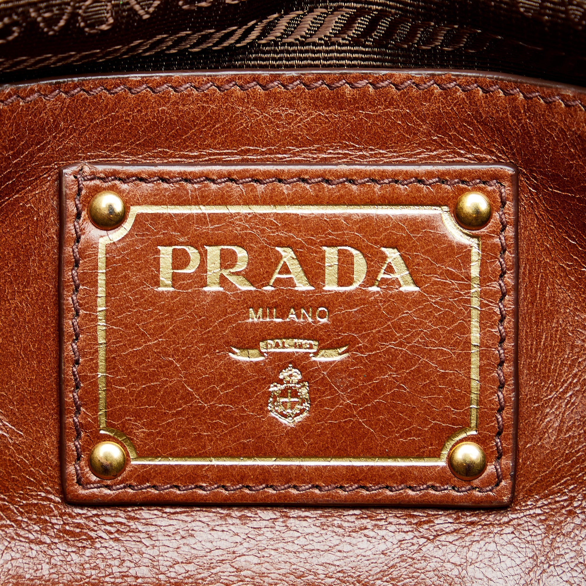 Brown Prada Vitello Shine Satchel