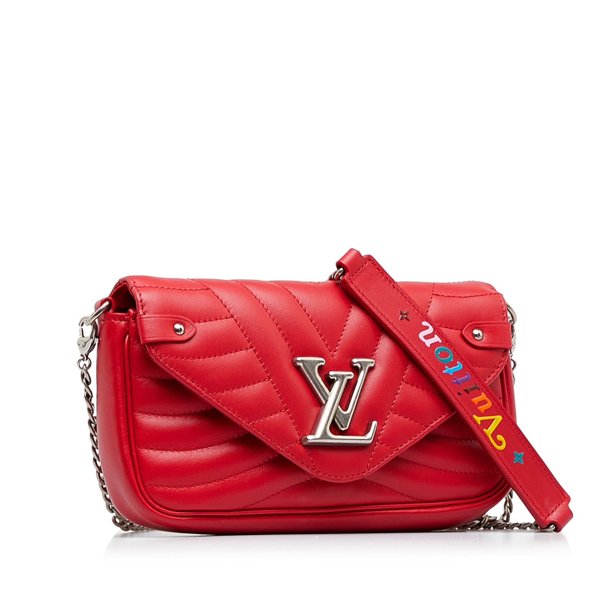 Louis Vuitton New Wave Chain Tote Quilted Leather Red