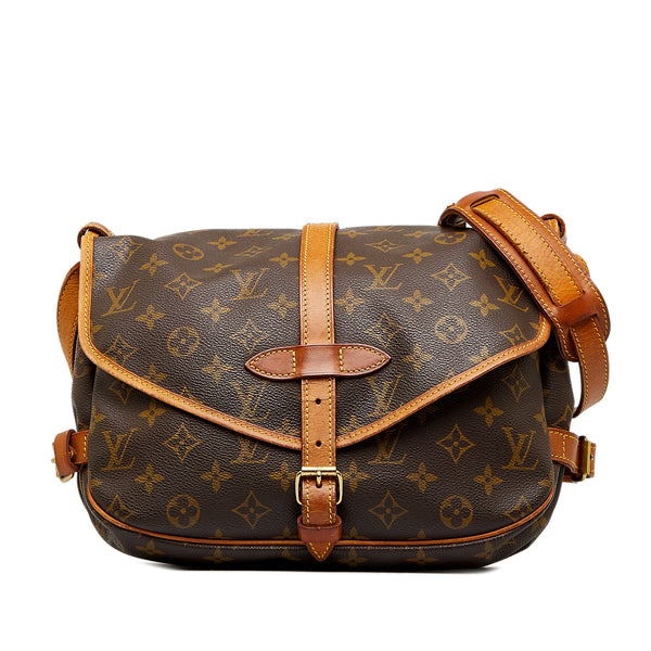 LOUIS VUITTON Saumur 30 Monogram Canvas Shoulder Bag Brown