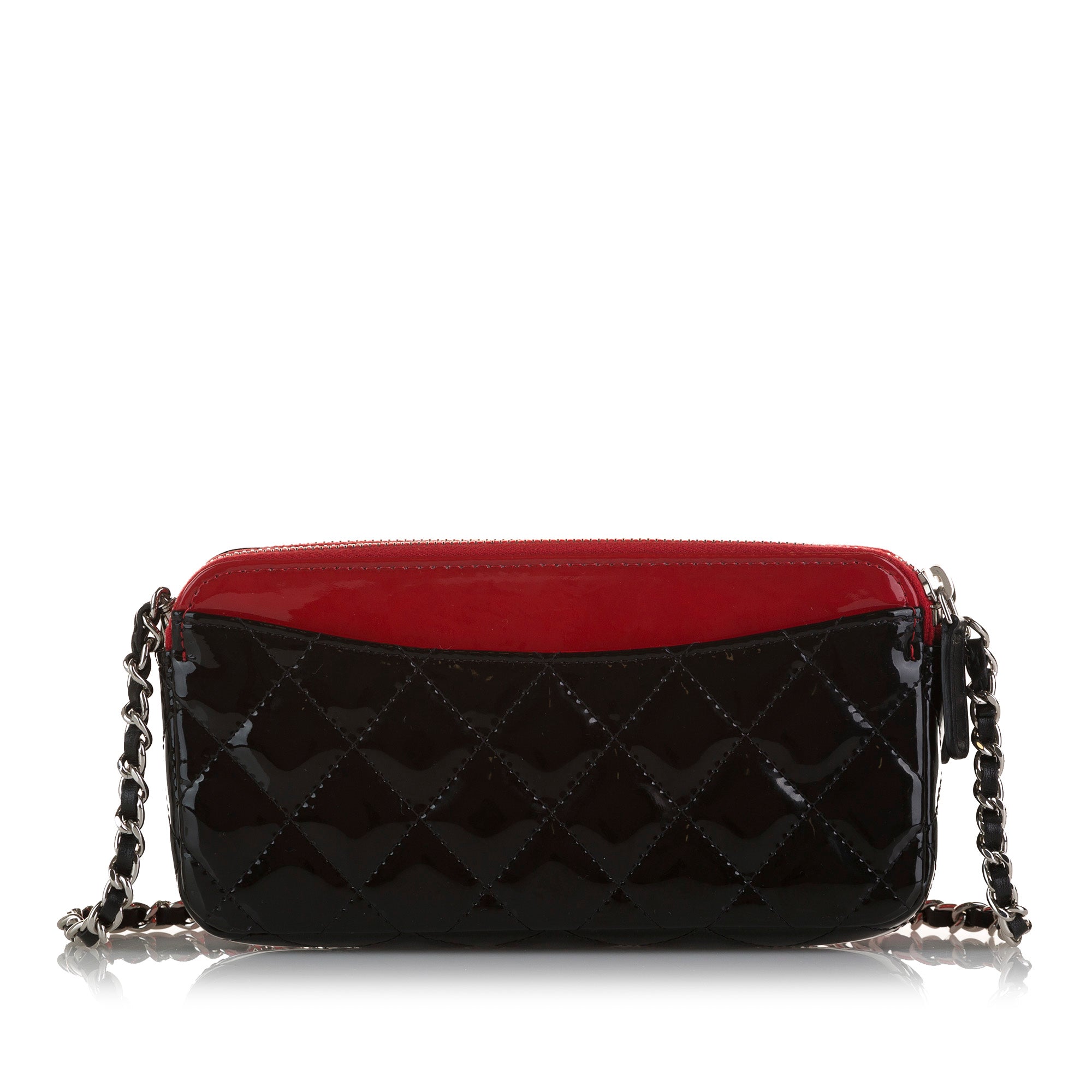 Red Chanel CC Double Zip Wallet on Chain Crossbody Bag