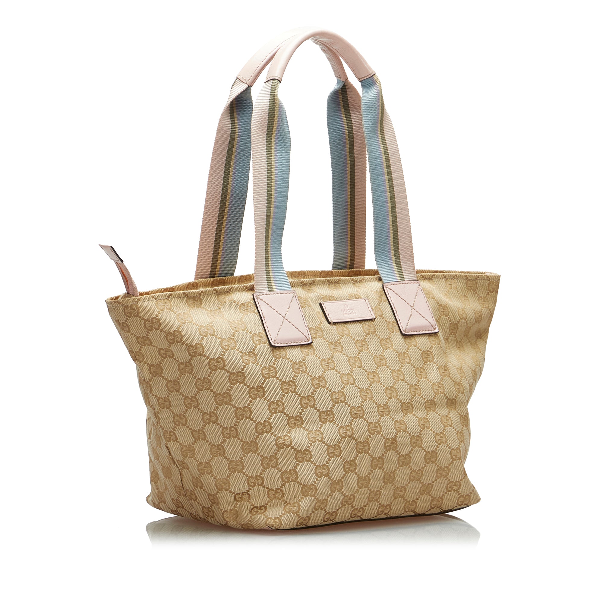 Gucci Brown GG Supreme Canvas Web Tote Gold Hardware (Very Good), Brown Womens Handbag