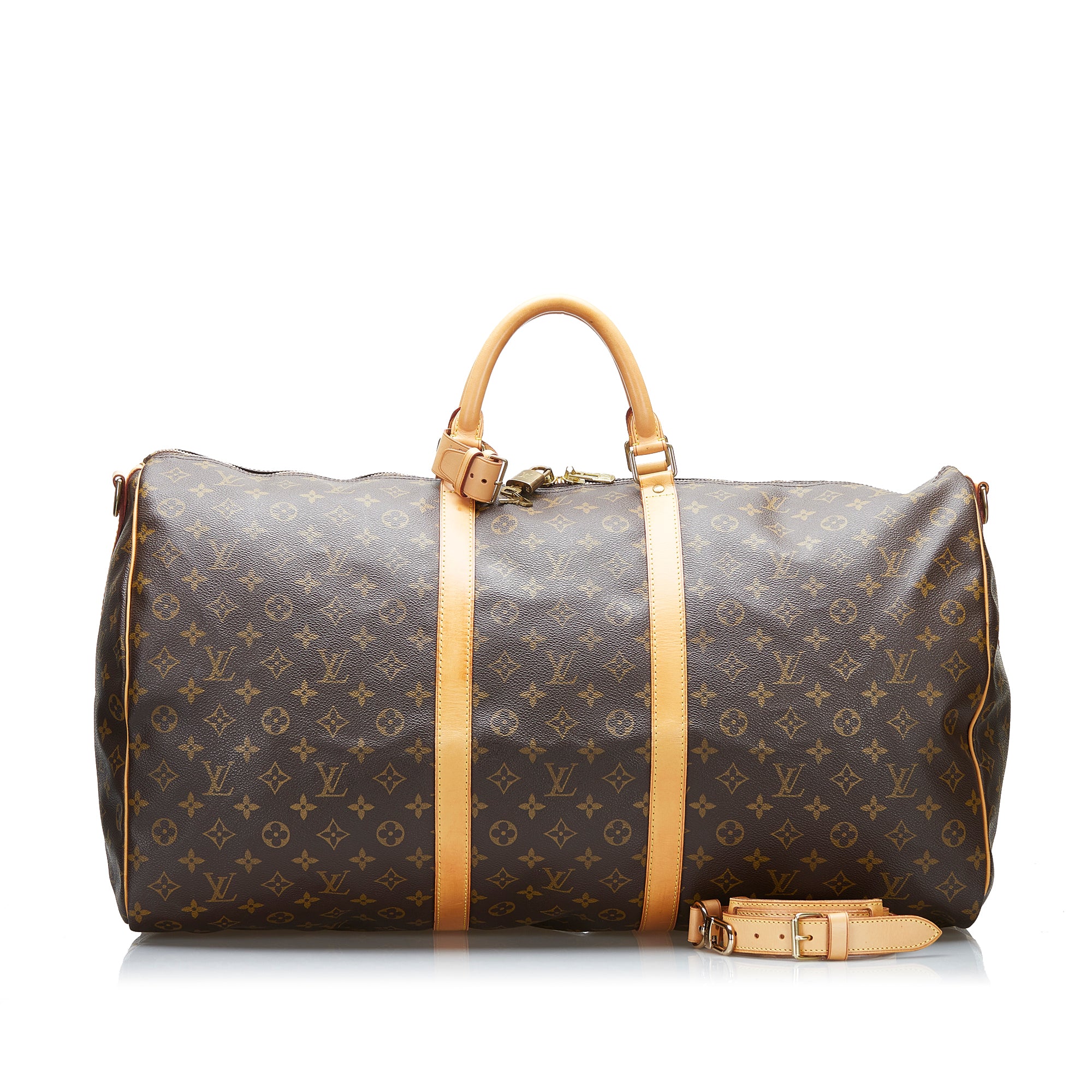 Louis Vuitton Keepall Bandouliere 50 Monogram Brown Red Logo Weekend Travel  Bag