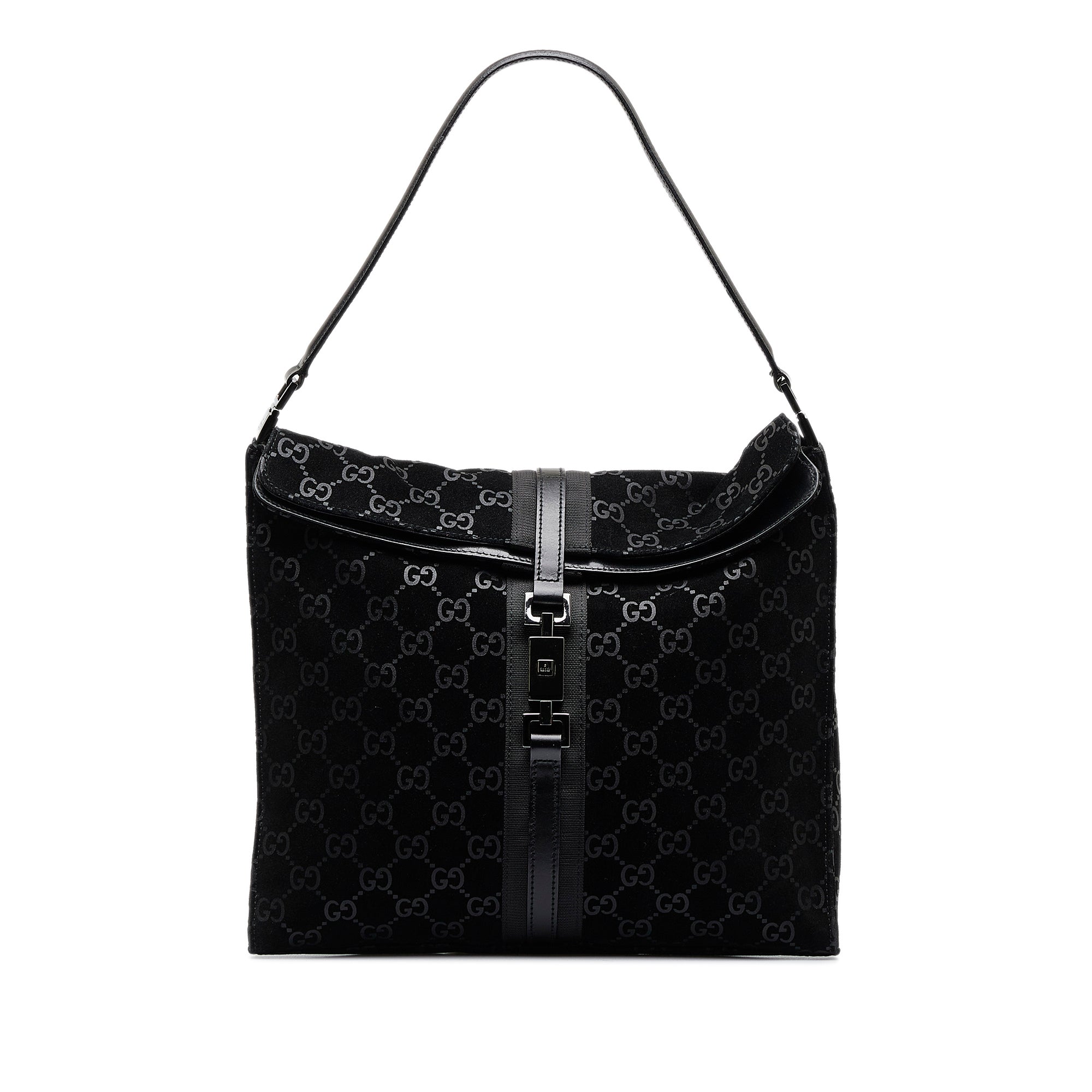Gucci Black Leather Vintage Flap Shoulder Bag