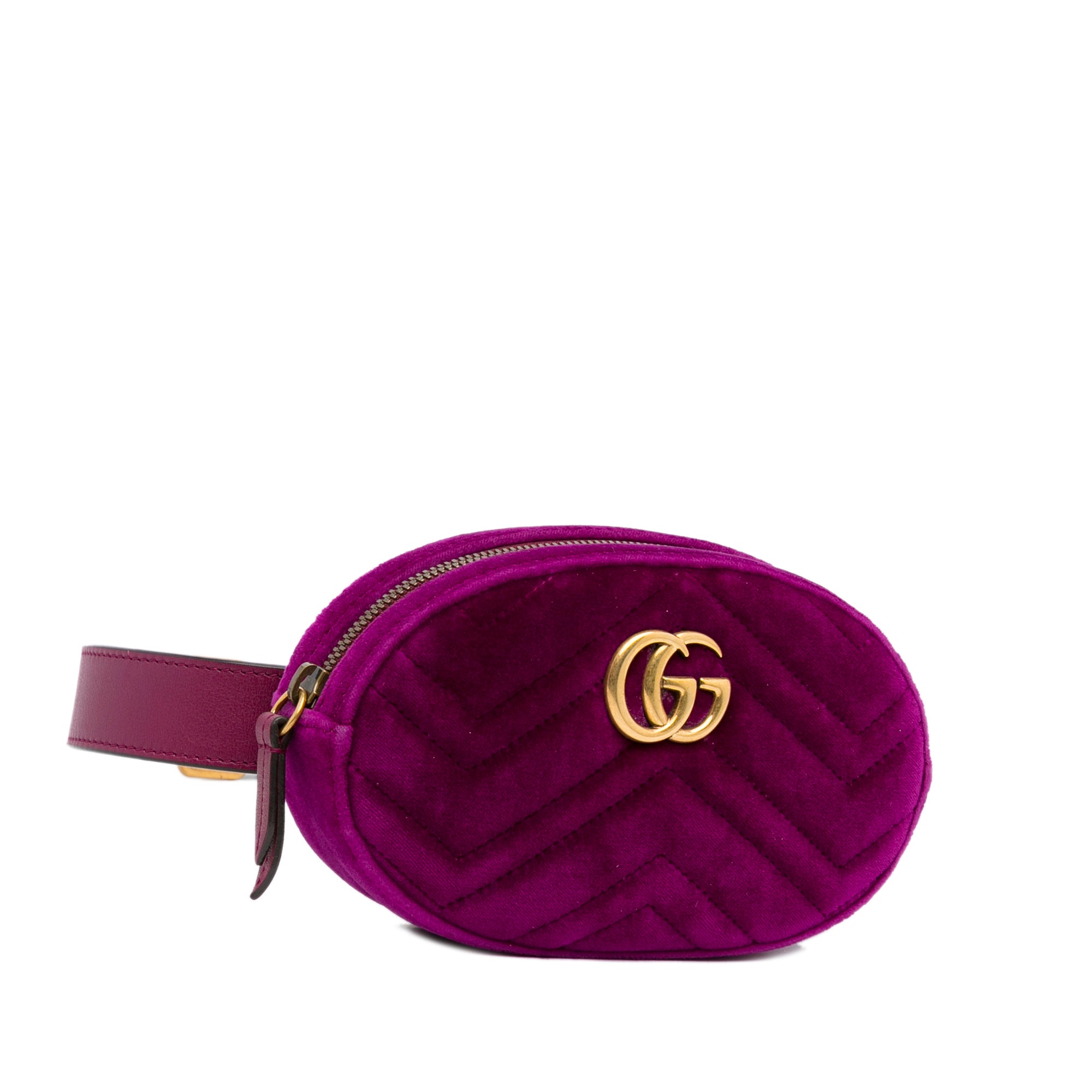 Purple Gucci GG Marmont Velvet Belt Bag