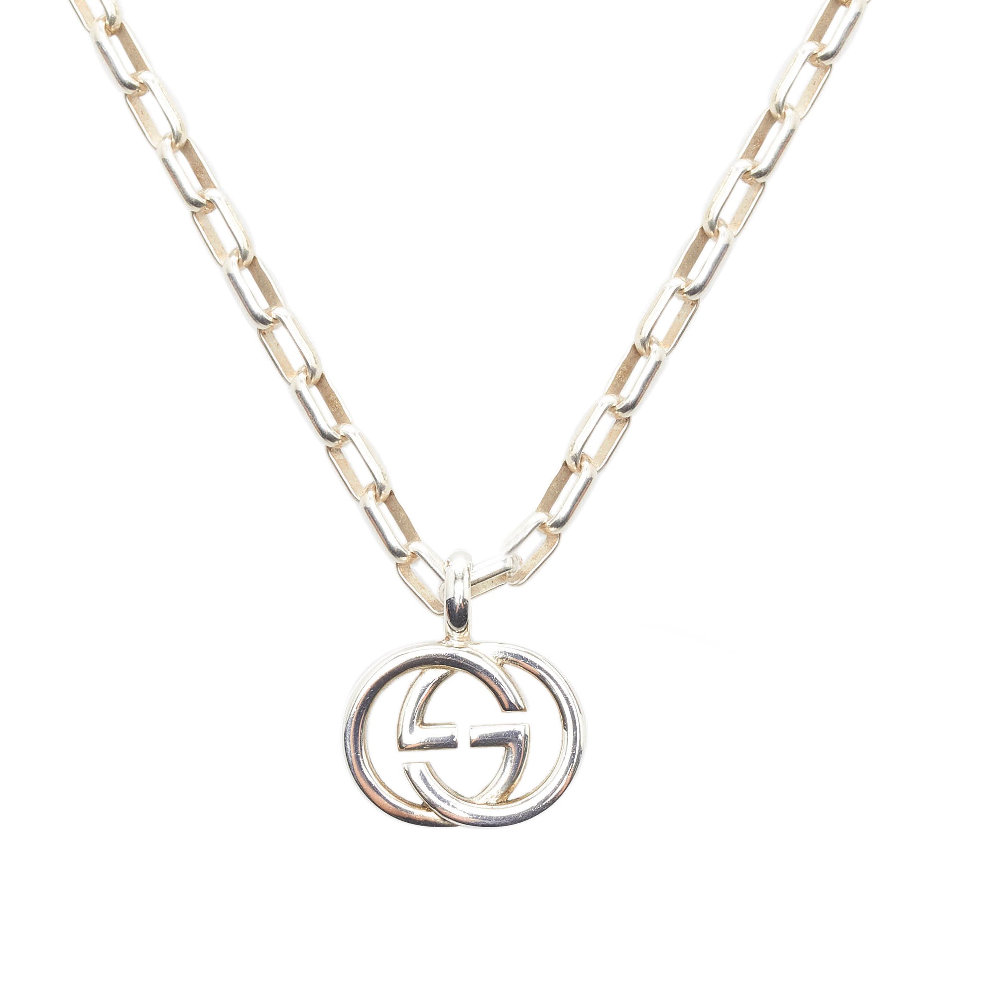 Silver Gucci Interlocking G Pendant Necklace | Designer Revival