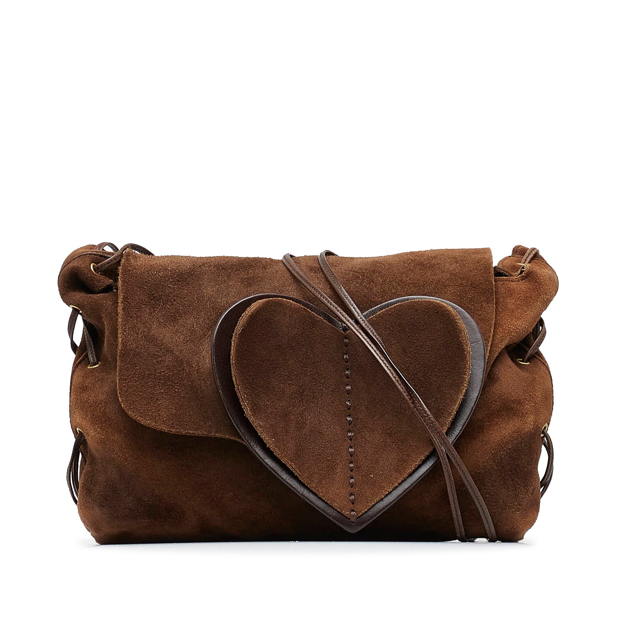 Brown Gucci Suede Heart Shoulder Bag Cra wallonieShops Revival