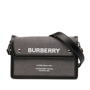 Gray Burberry Horseferry Note Crossbody Bag - Designer Revival