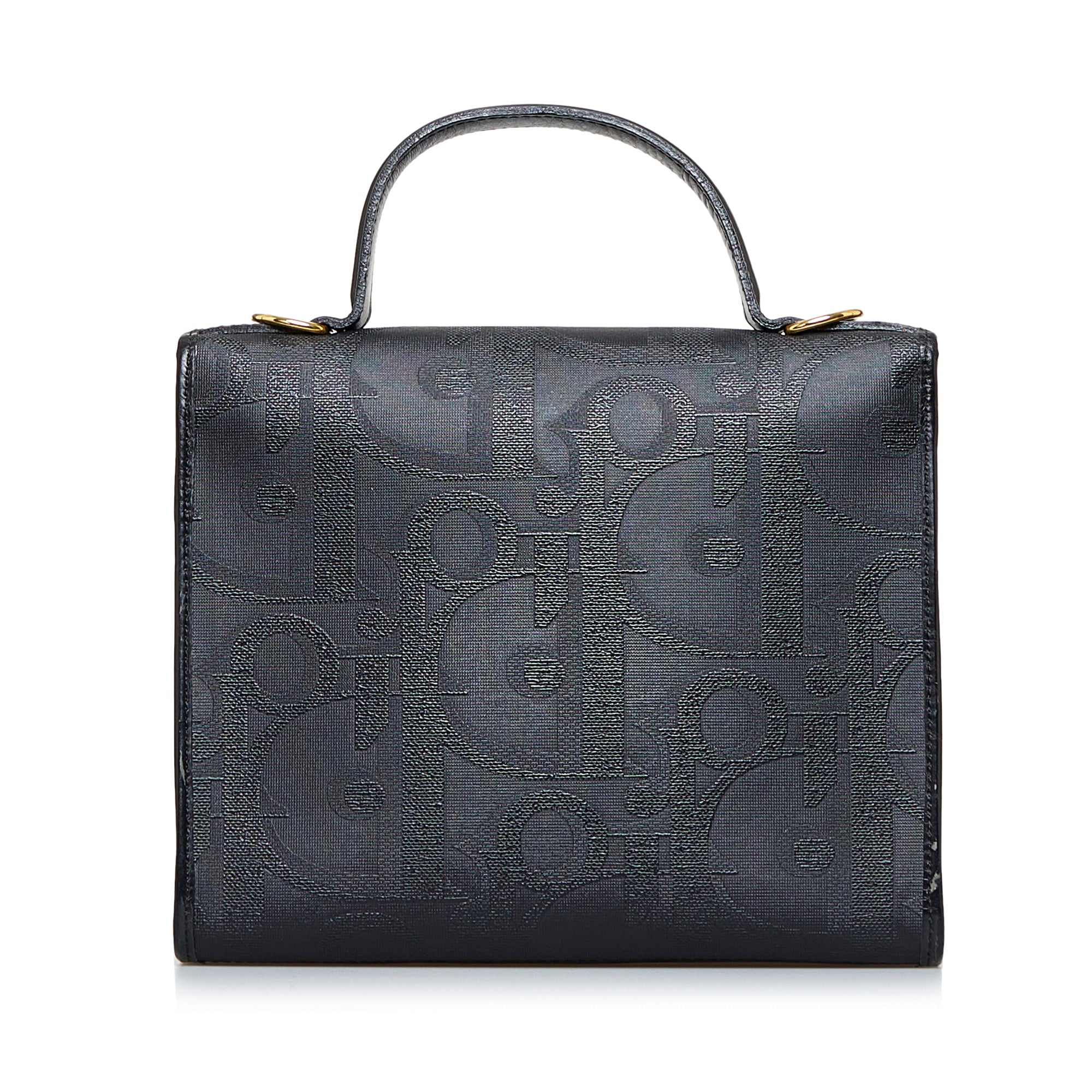 Vintage Dior Oblique monogram barrel bag Black Bag Made In France Authentic