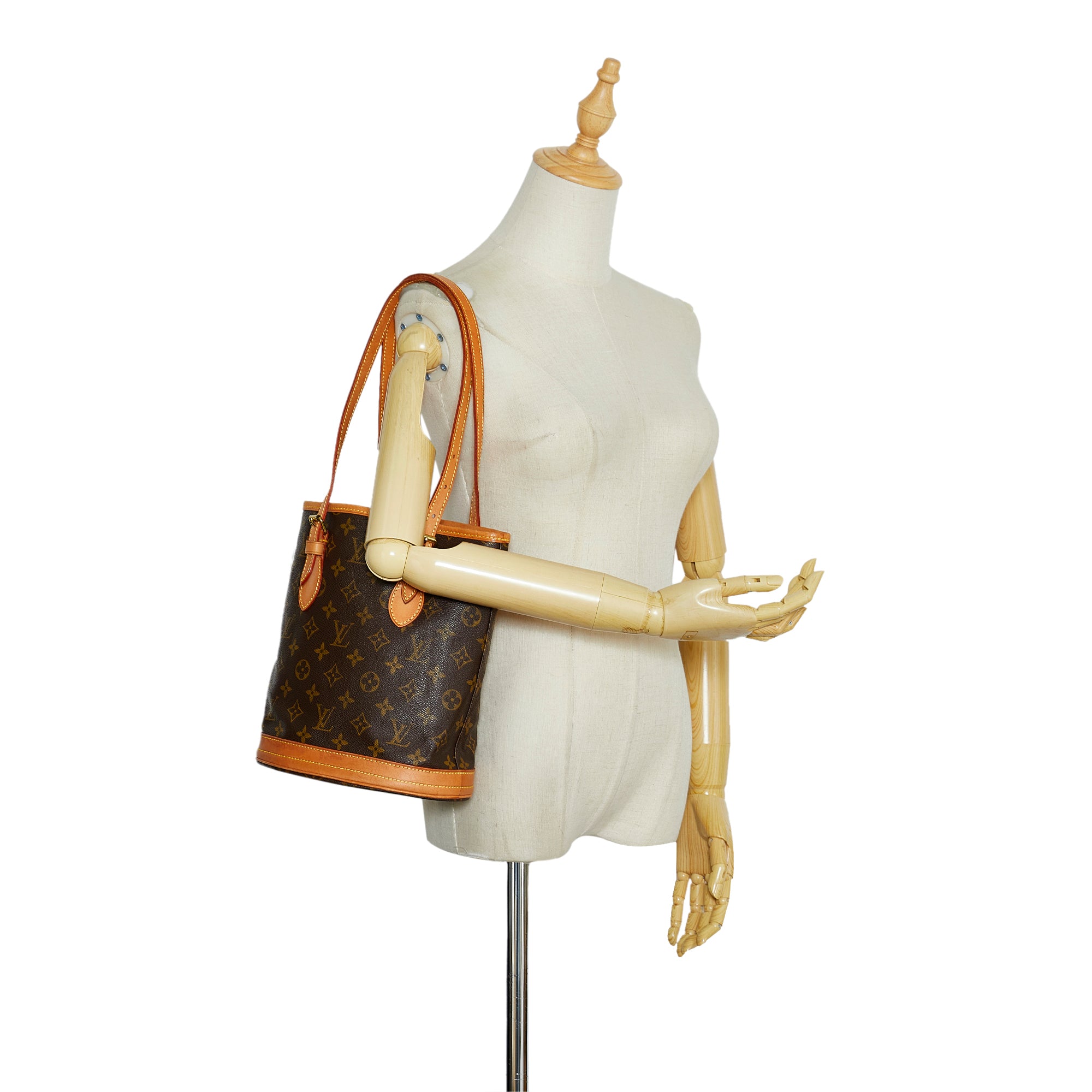 Louis Vuitton Vintage LV Monogram Petit Bucket Canvas Tote 